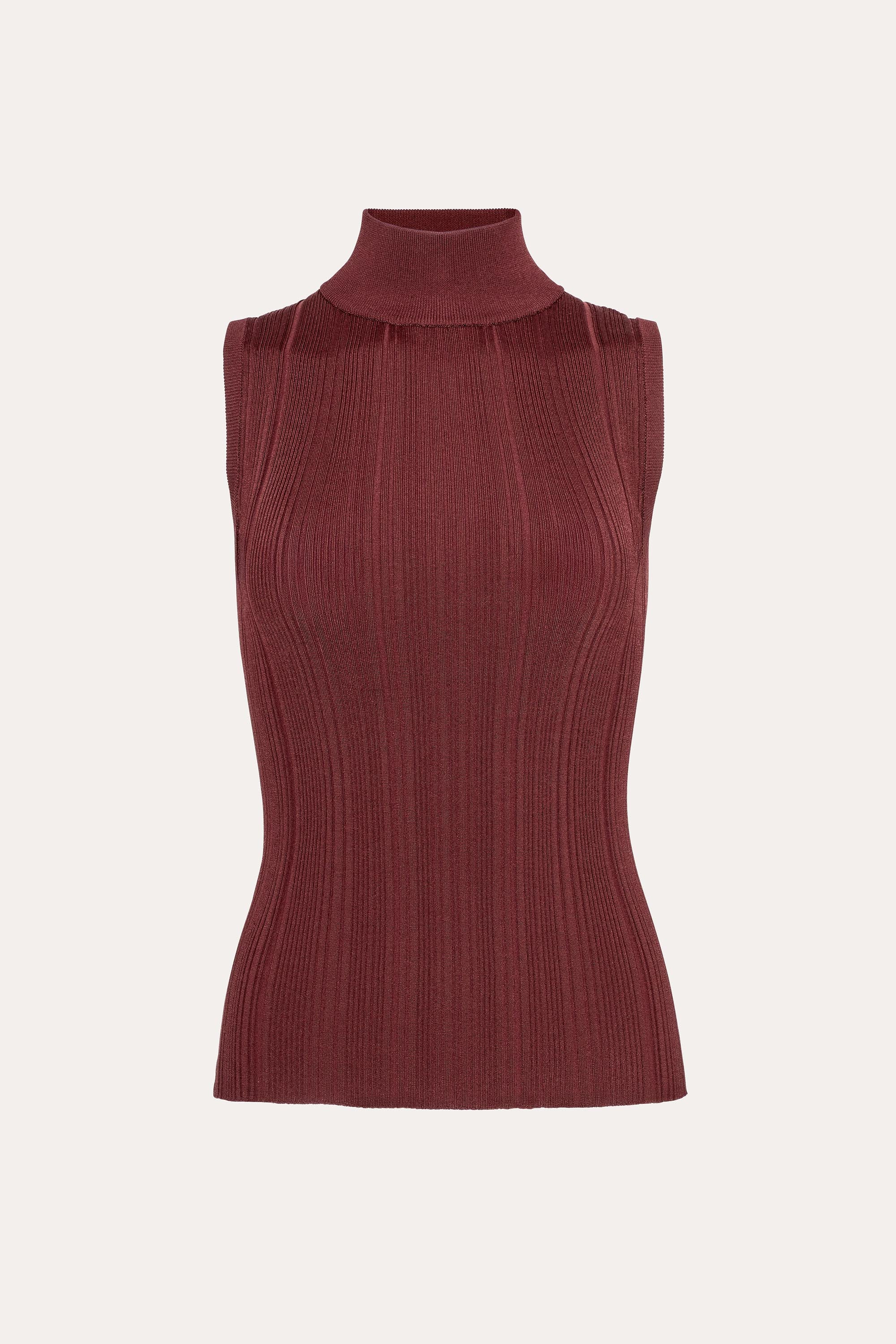 Elie Tahari Azura top prążkowany bez rękawów Plum