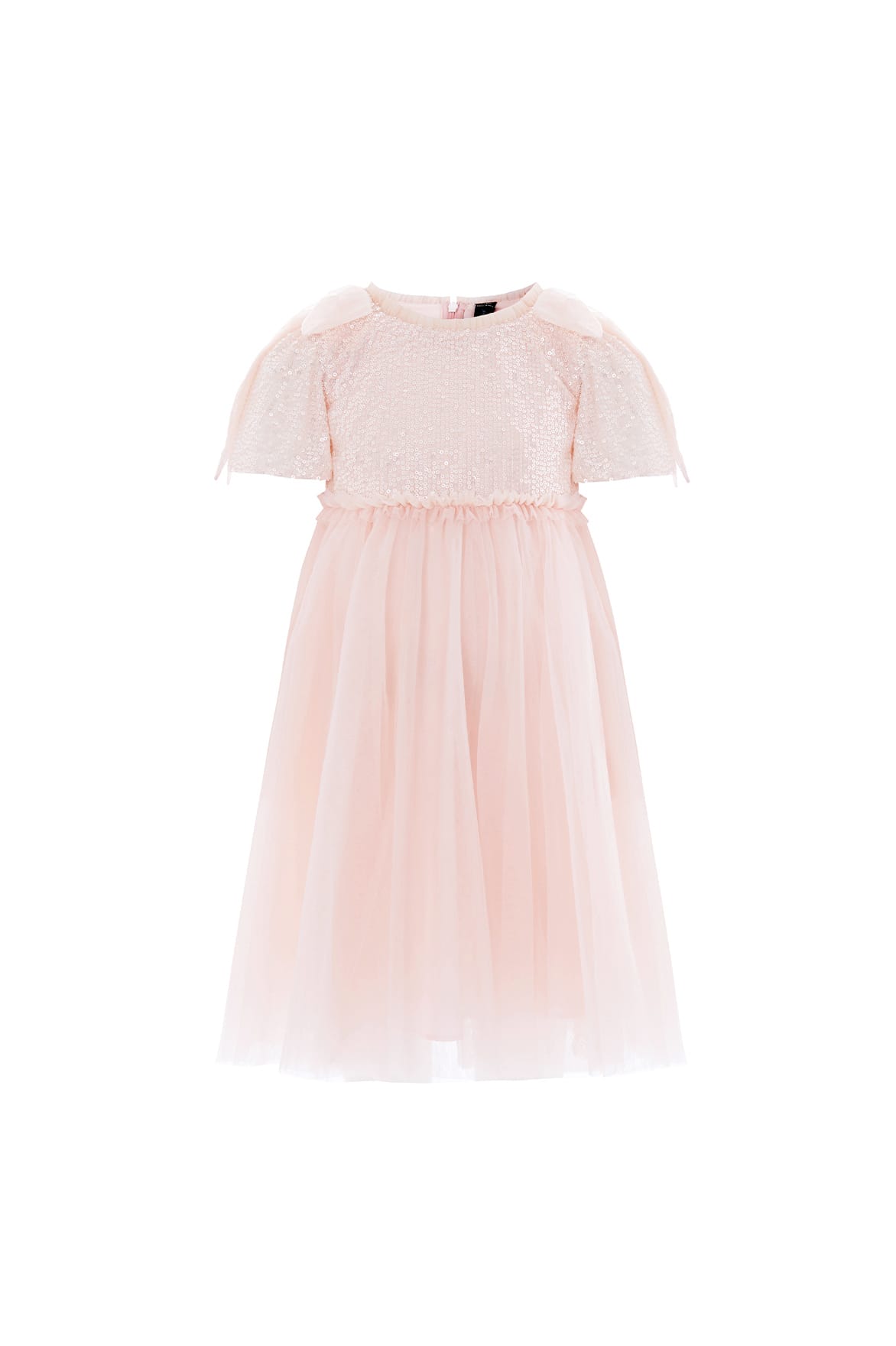 Needle & Thread Paloma Bow Kids Dress sukienka beżowa z kokardą