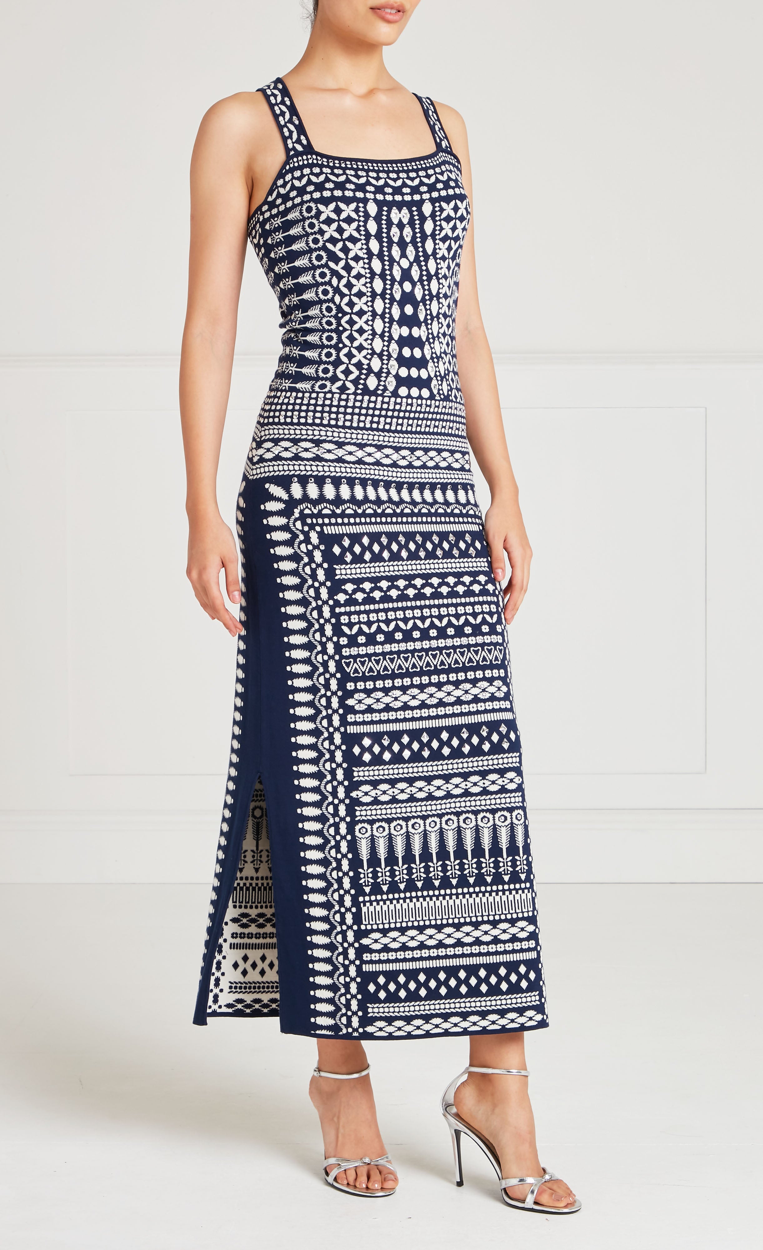 Temperley London Tlalli sukienka midi navy silver