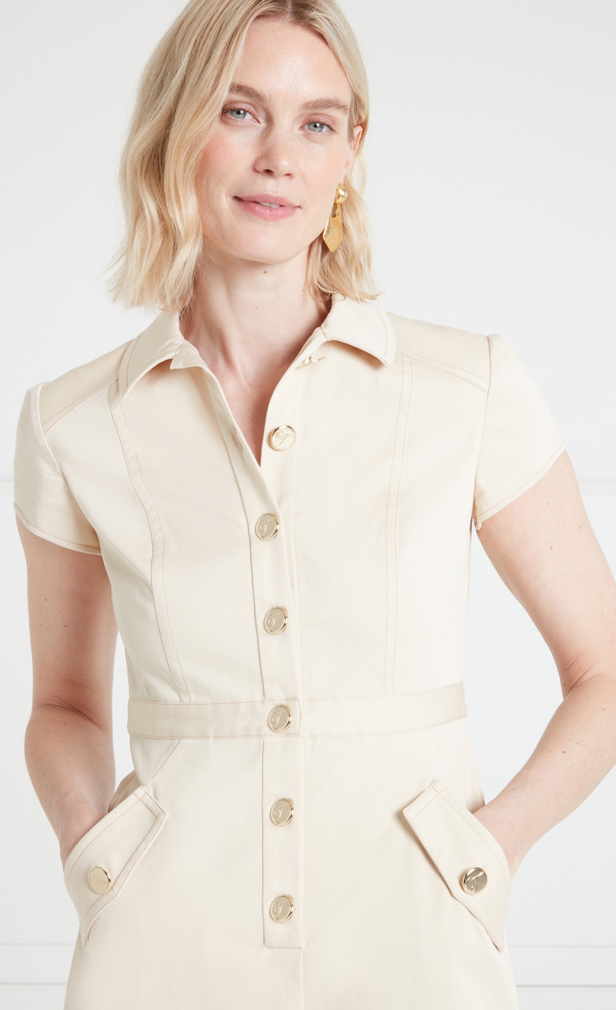 Temperley London Castell sukienka midi Sandy Cream bawełniana