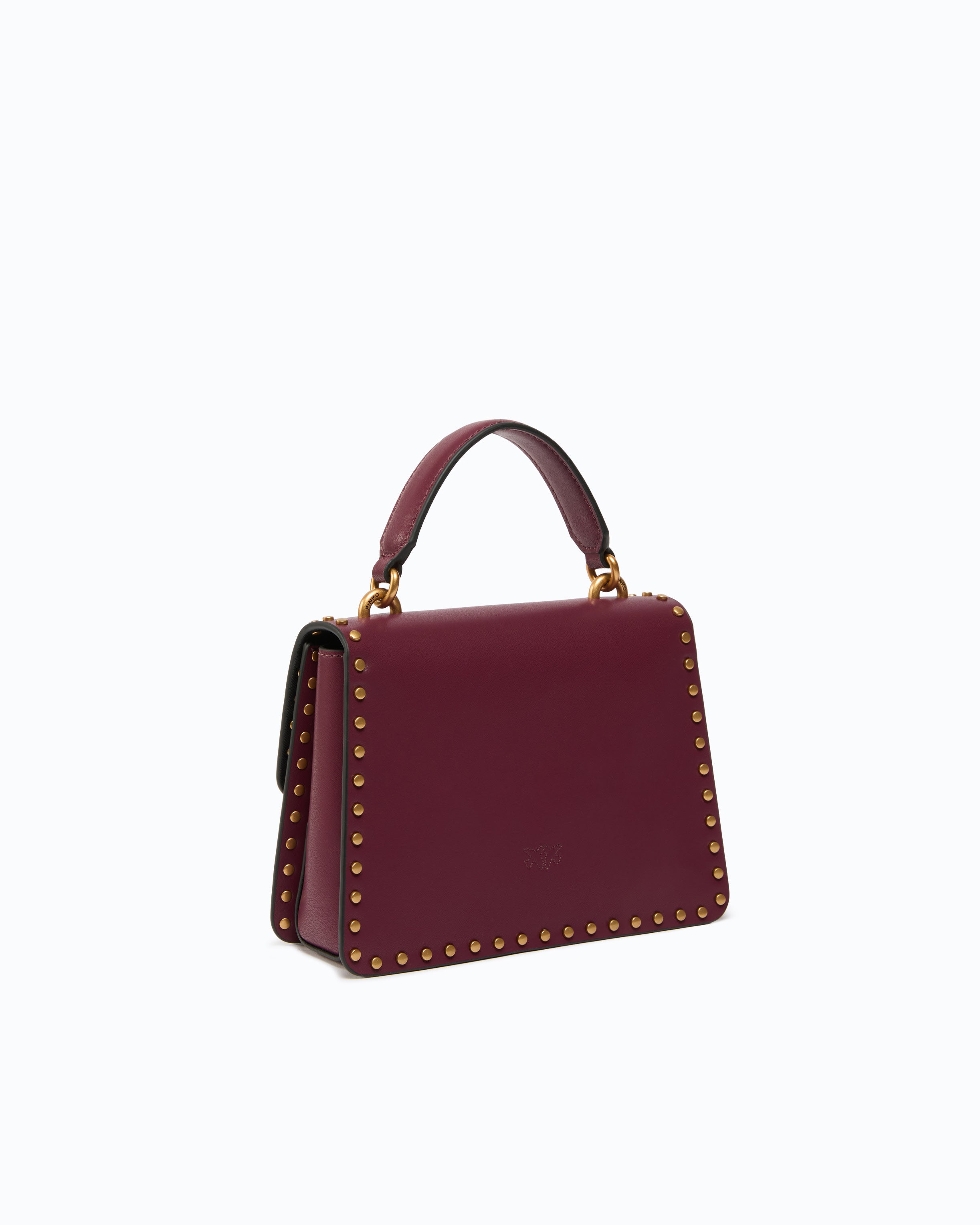 Pinko Top Handle Mini torebka bordowa skóra ćwieki