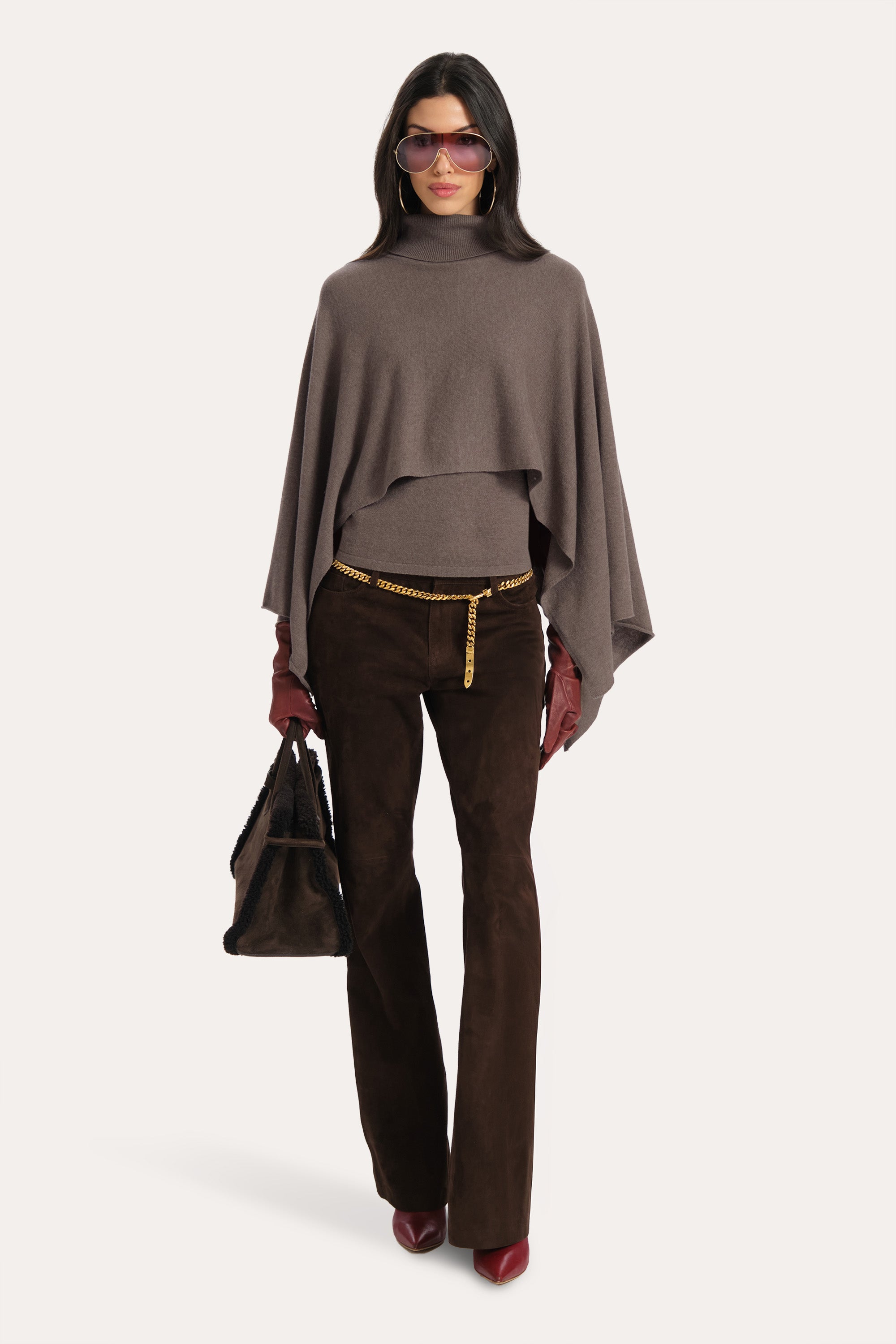Elie Tahari Kennedy sweter Tobacco wełna-kaszmir