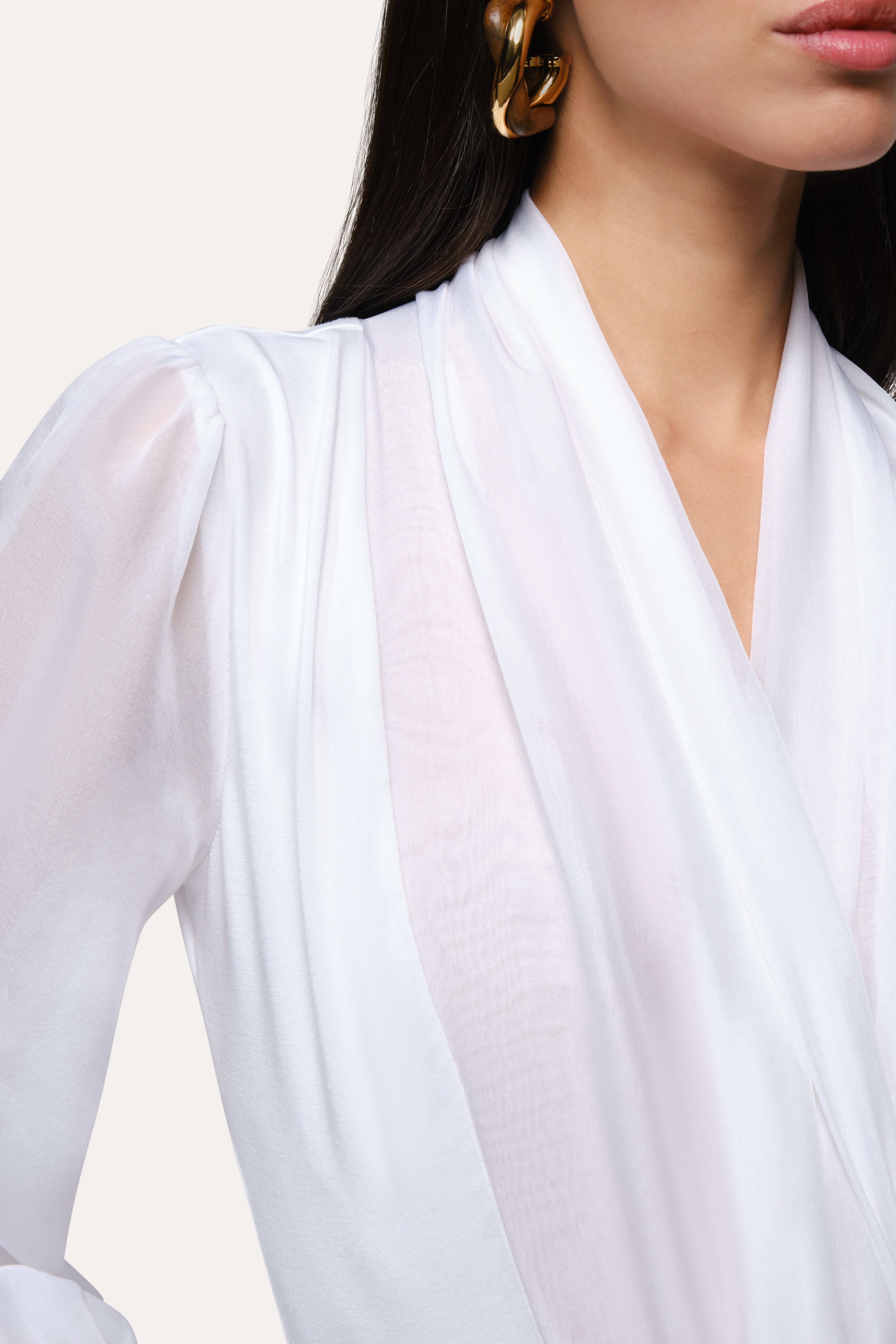 Elie Tahari Vivian body białe White długi rękaw