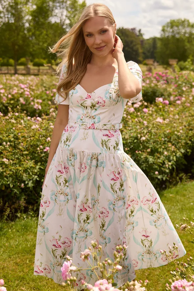 Needle & Thread Floral Ribbon Ballerina Dress sukienka White