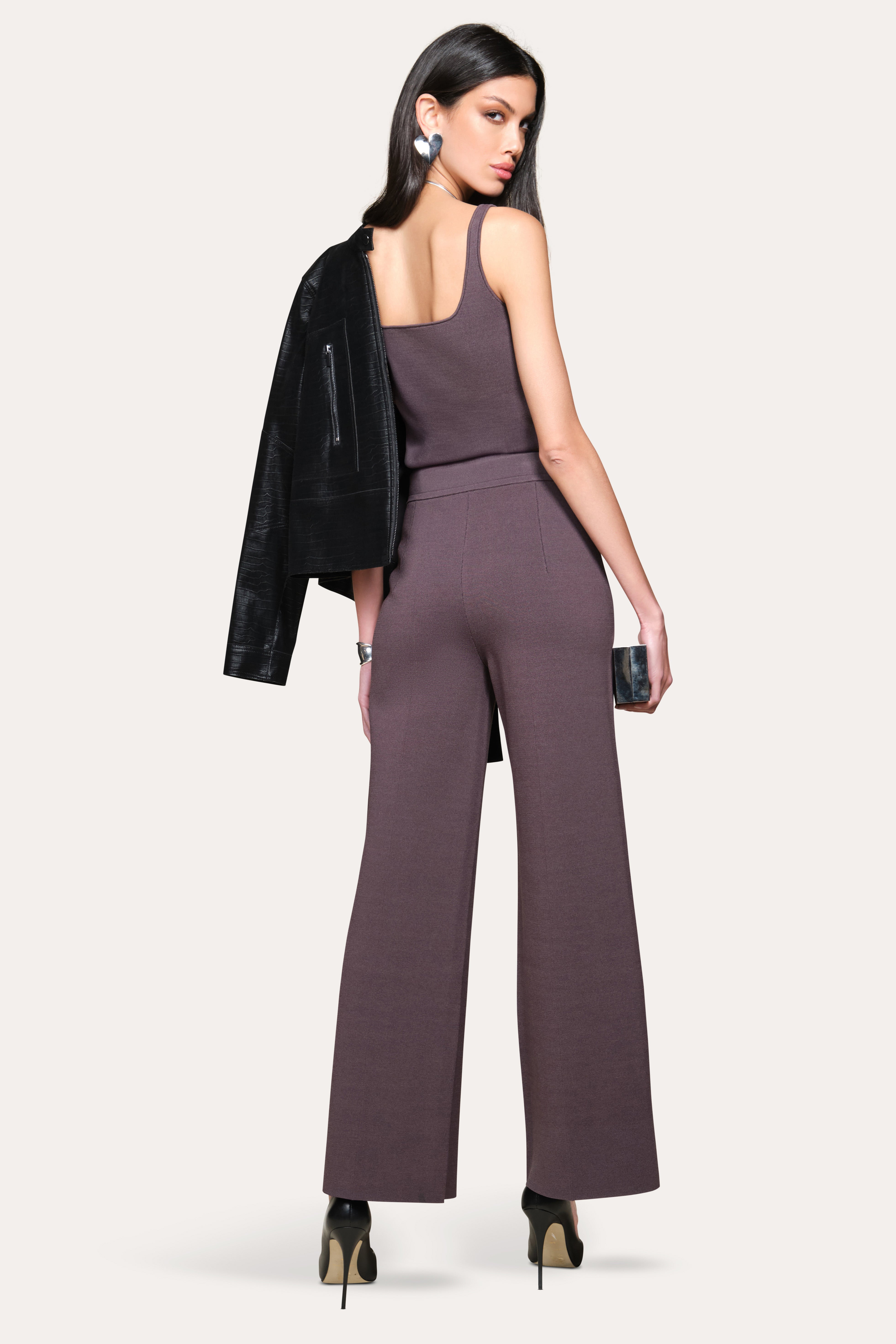 Elie Tahari Milano Sculpt Contour Top Cocoa dzianina