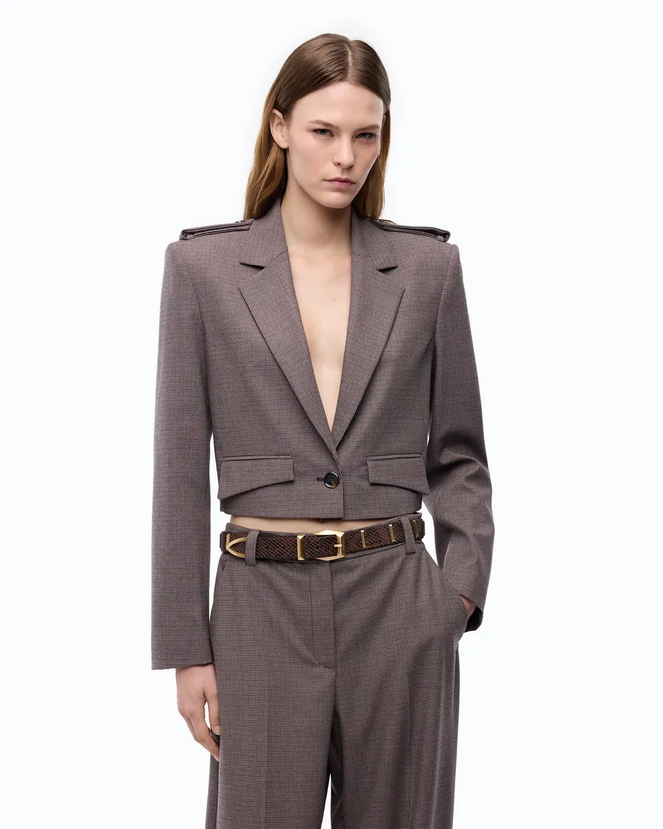 Pinko Manna Jacket żakiet pepitka beżowy krótki