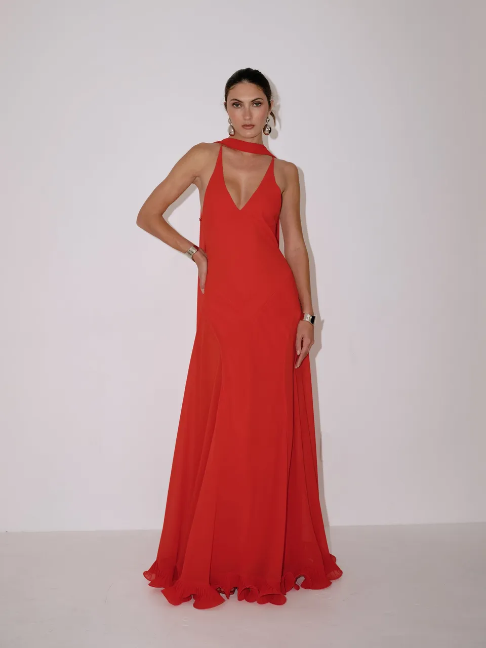 Delfi Collective Estelle sukienka Crimson szyfonowa