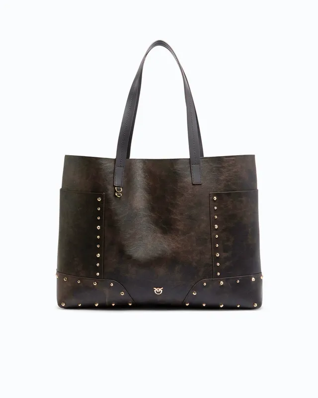 Pinko Tote Bag Studs shopperka skórzana ćwieki