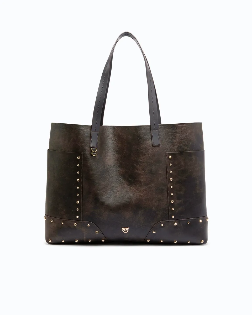 Pinko Tote Bag Studs shopperka skórzana ćwieki