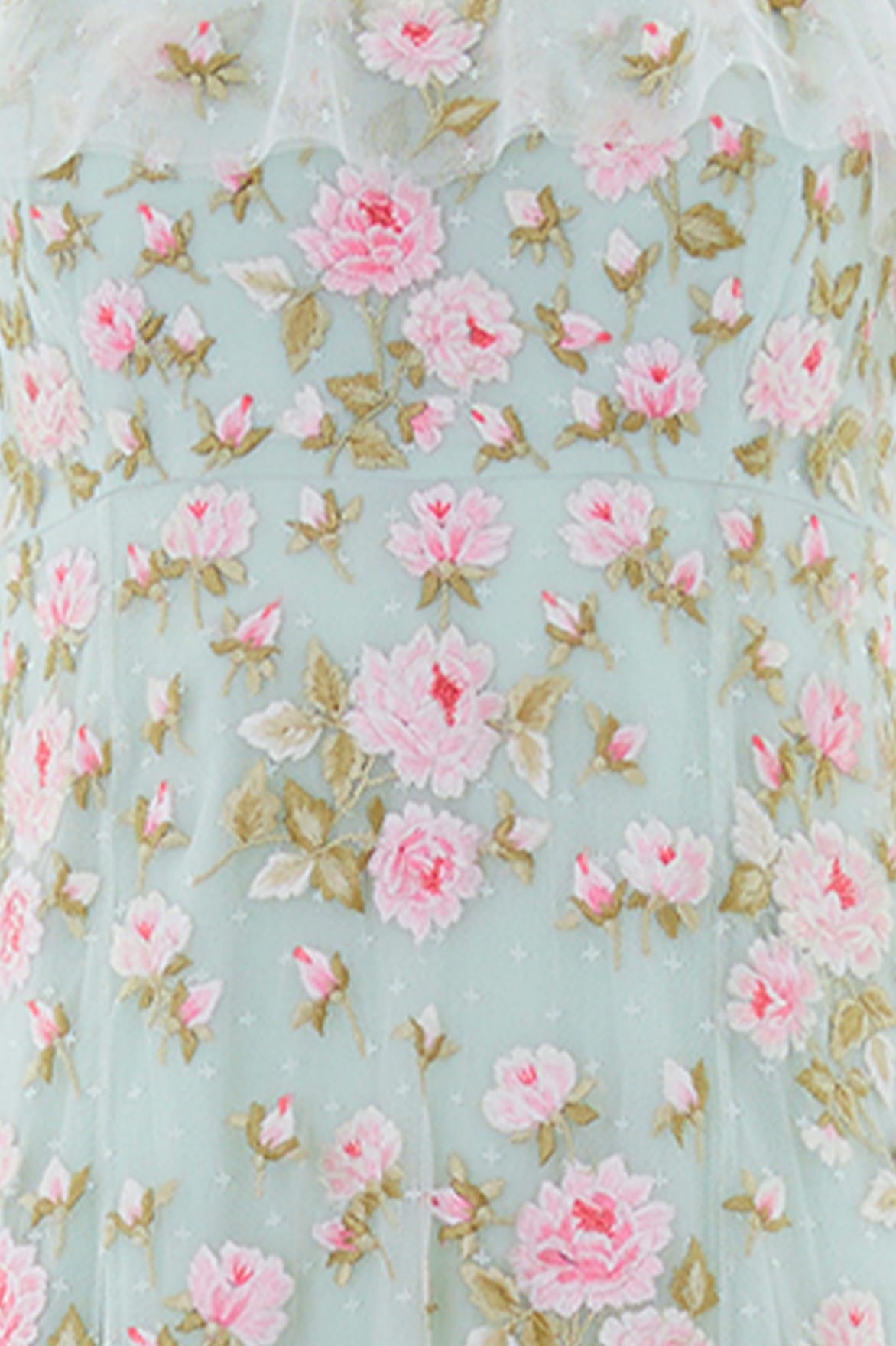 Needle & Thread Rose Bloom Cape Gown suknia zielona haft