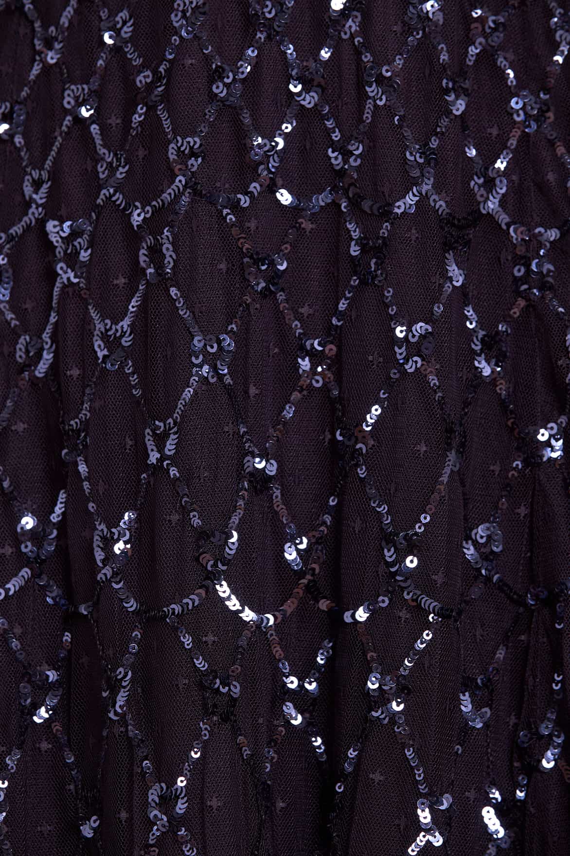 Needle & Thread Heart Lattice Ankle Gown sukienka Blue cekinowa