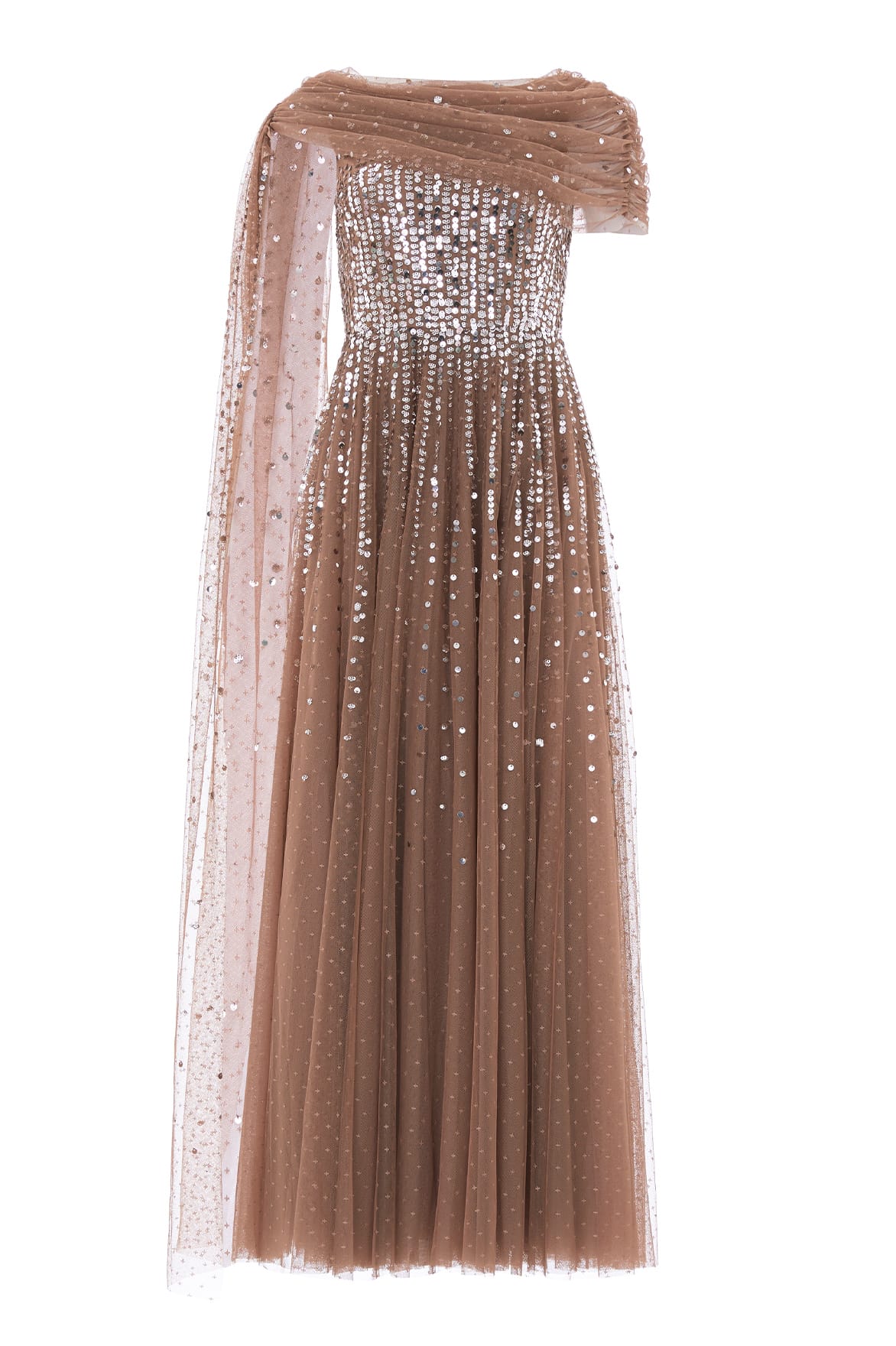 Needle & Thread Moonlight Draped suknia brązowa maxi