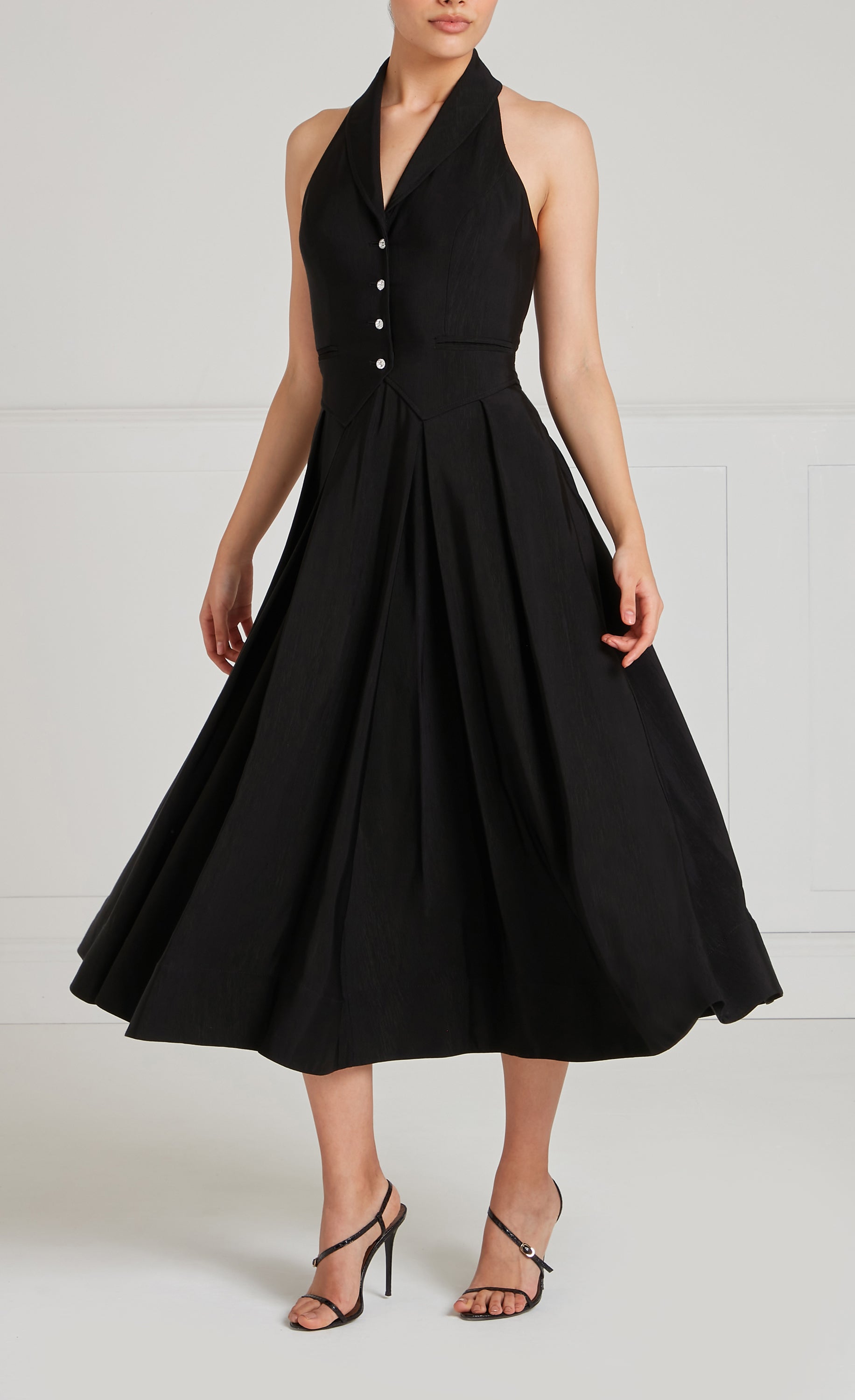 Temperley London Elodie sukienka koktajlowa czarna midi