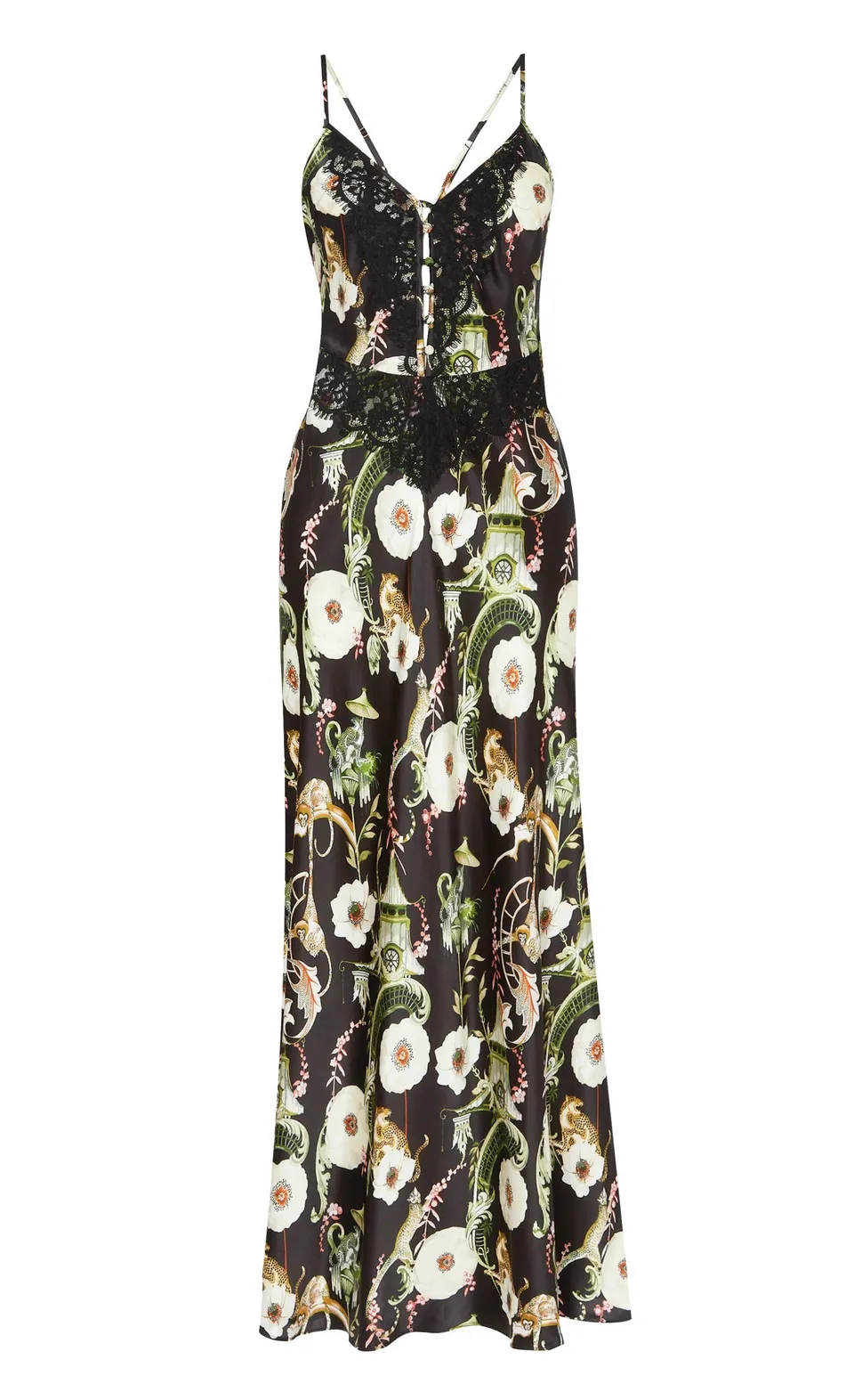 Temperley London Aphrodite koszula nocna czarna midi