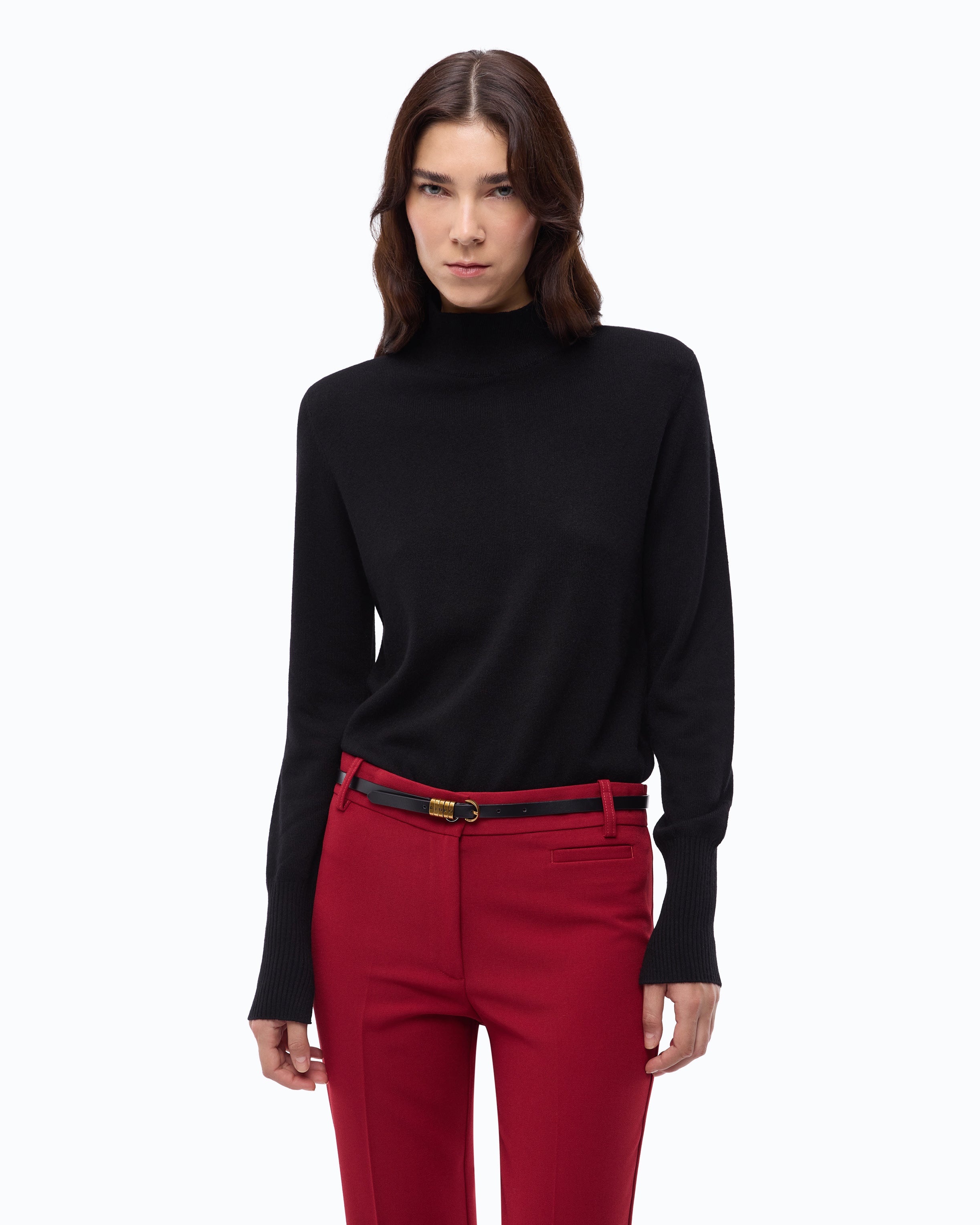 Pinko Nizza Sweater sweter czarny z golfem wełna kaszmir