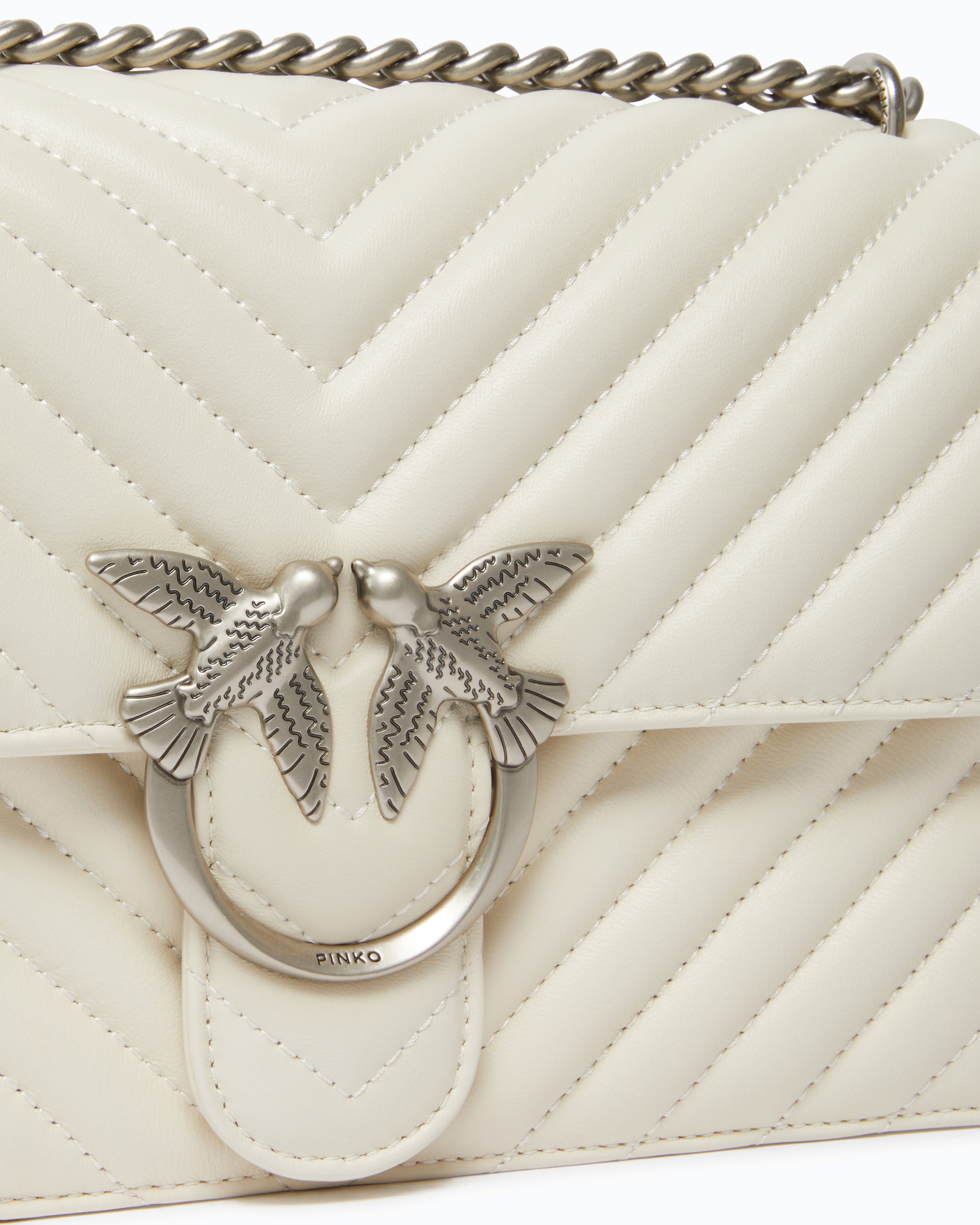 Pinko Classic Love Bag One Chevron torebka biała pikowana