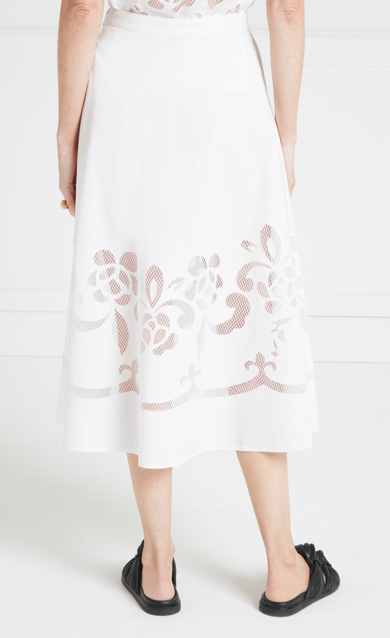 Temperley London Nelle spódnica midi biała bawełna