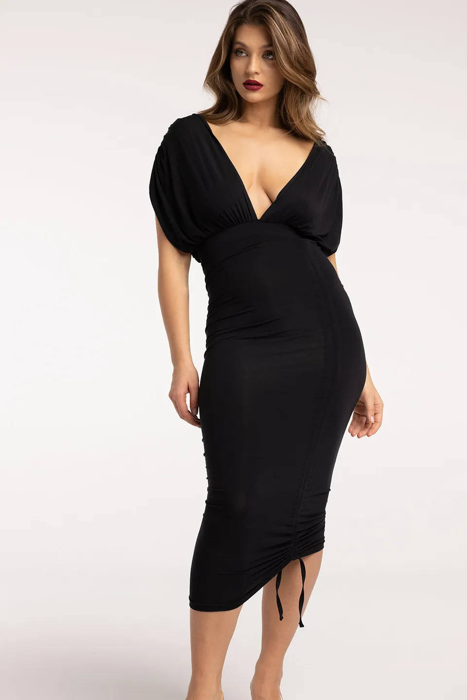 Nudyess Ginger sukienka czarna mini-midi regulowana