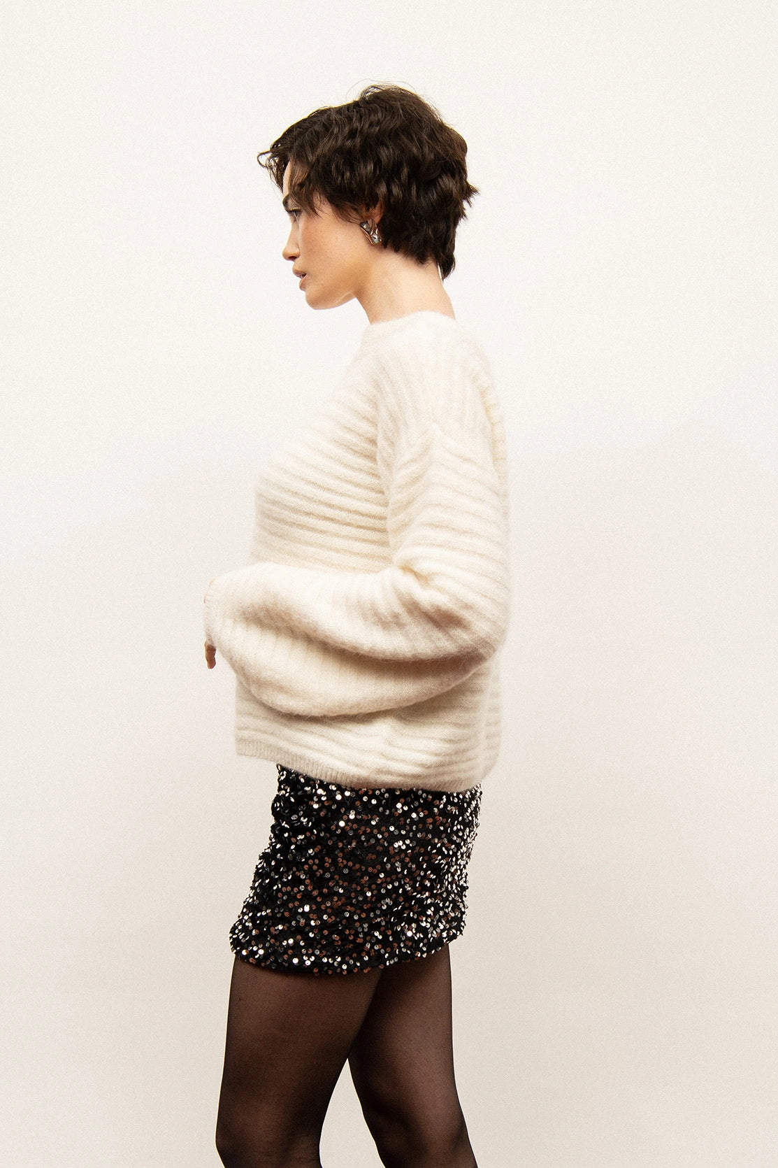 Nudyess Bear sweter Ecru moherowy