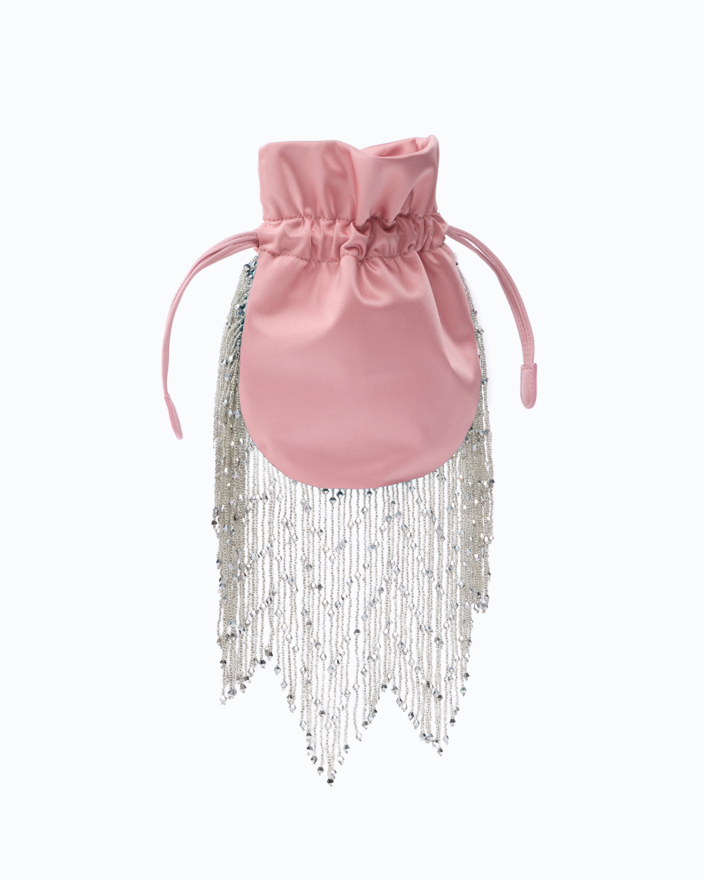 Pinko Fringe Clutch pouch torebka satynowa z frędzlami