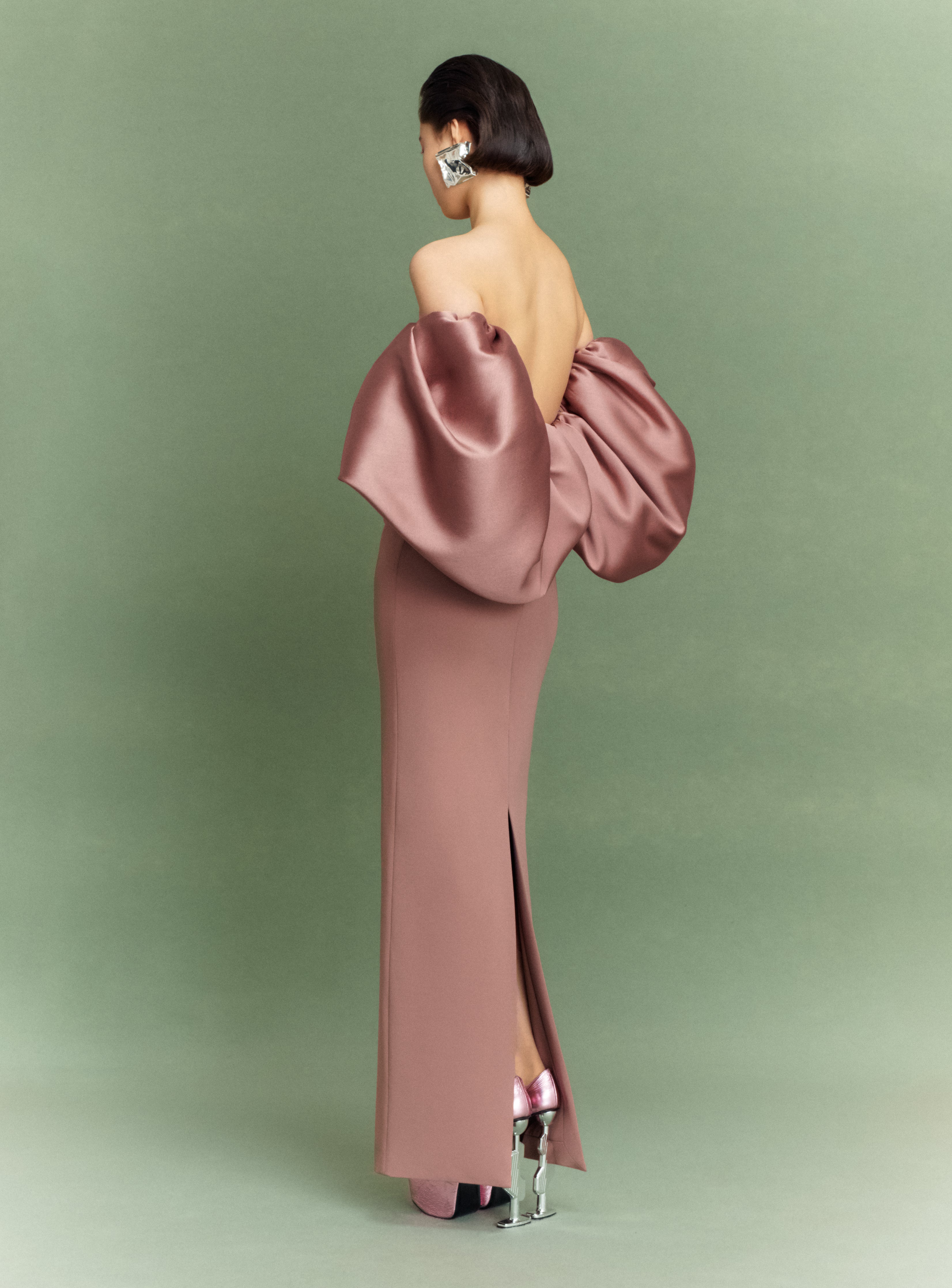 Solace London Floris sukienka maxi brązowa gorsetowa