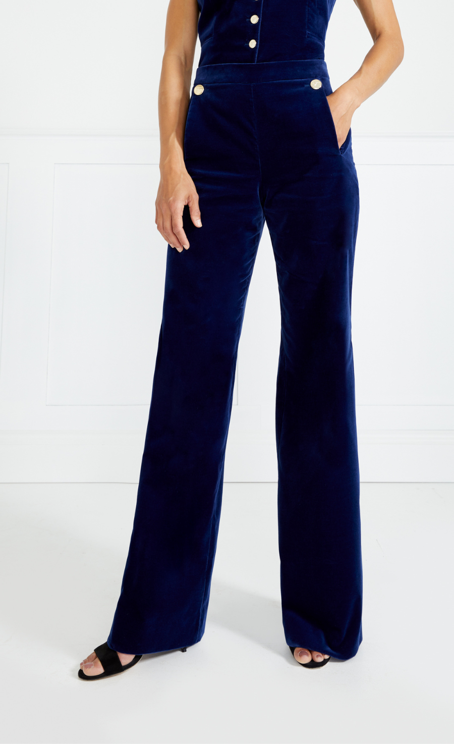 Temperley London Clove spodnie welurowe Dark Sapphire