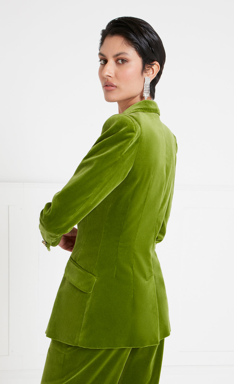 Temperley London Clove marynarka aksamitna limonka