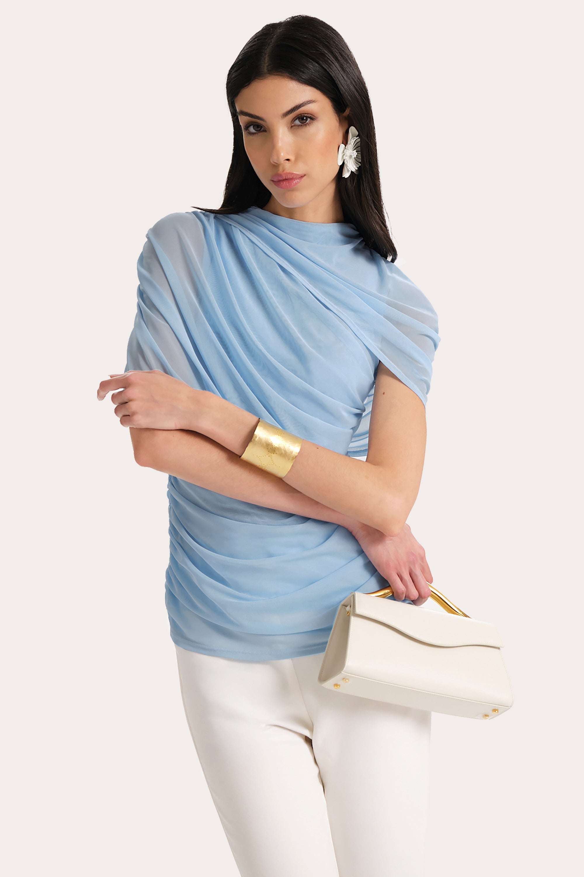 Elie Tahari Gaia top mesh niebieski