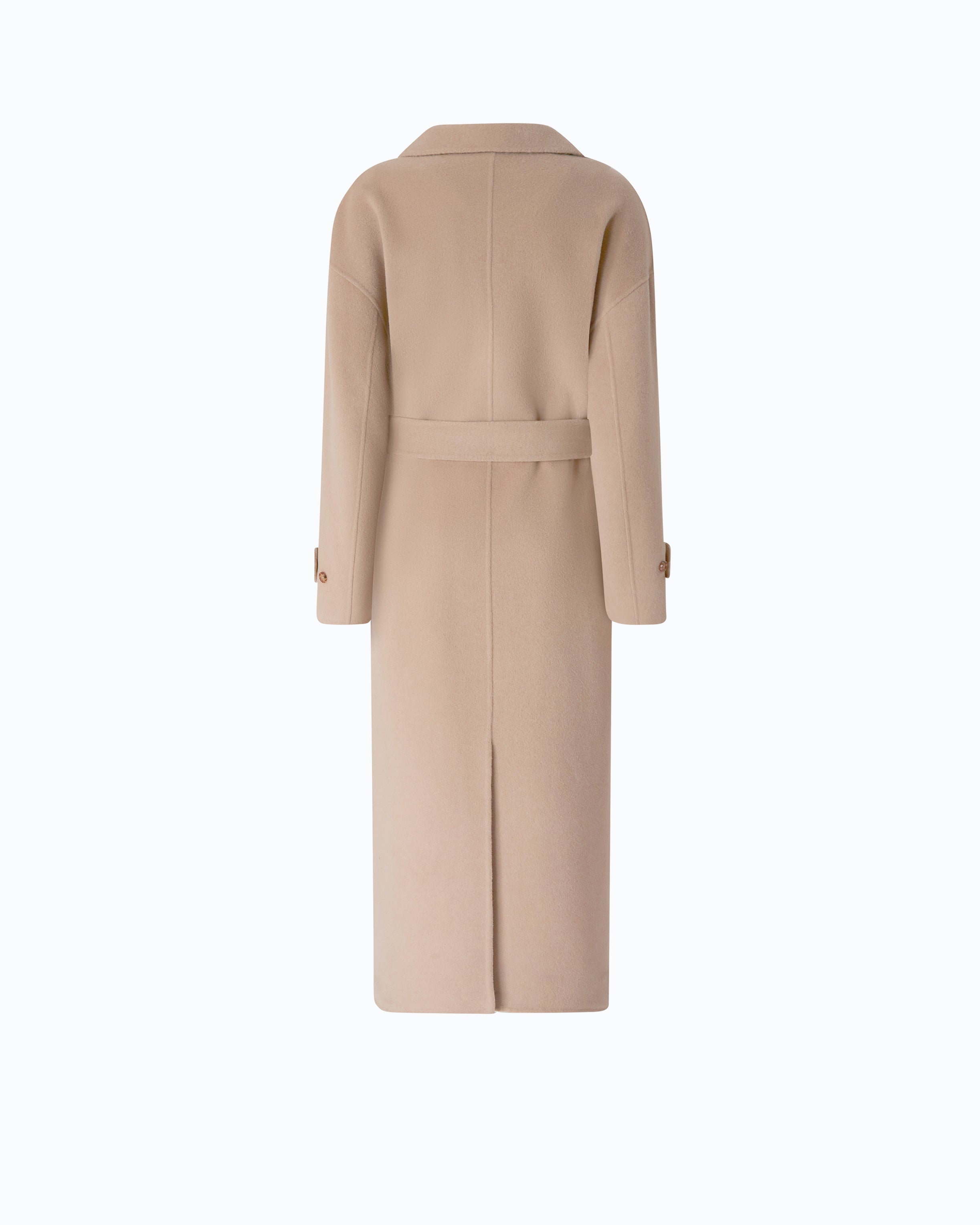 Pinko Casella płaszcz wełniany beżowy oversize z paskiem