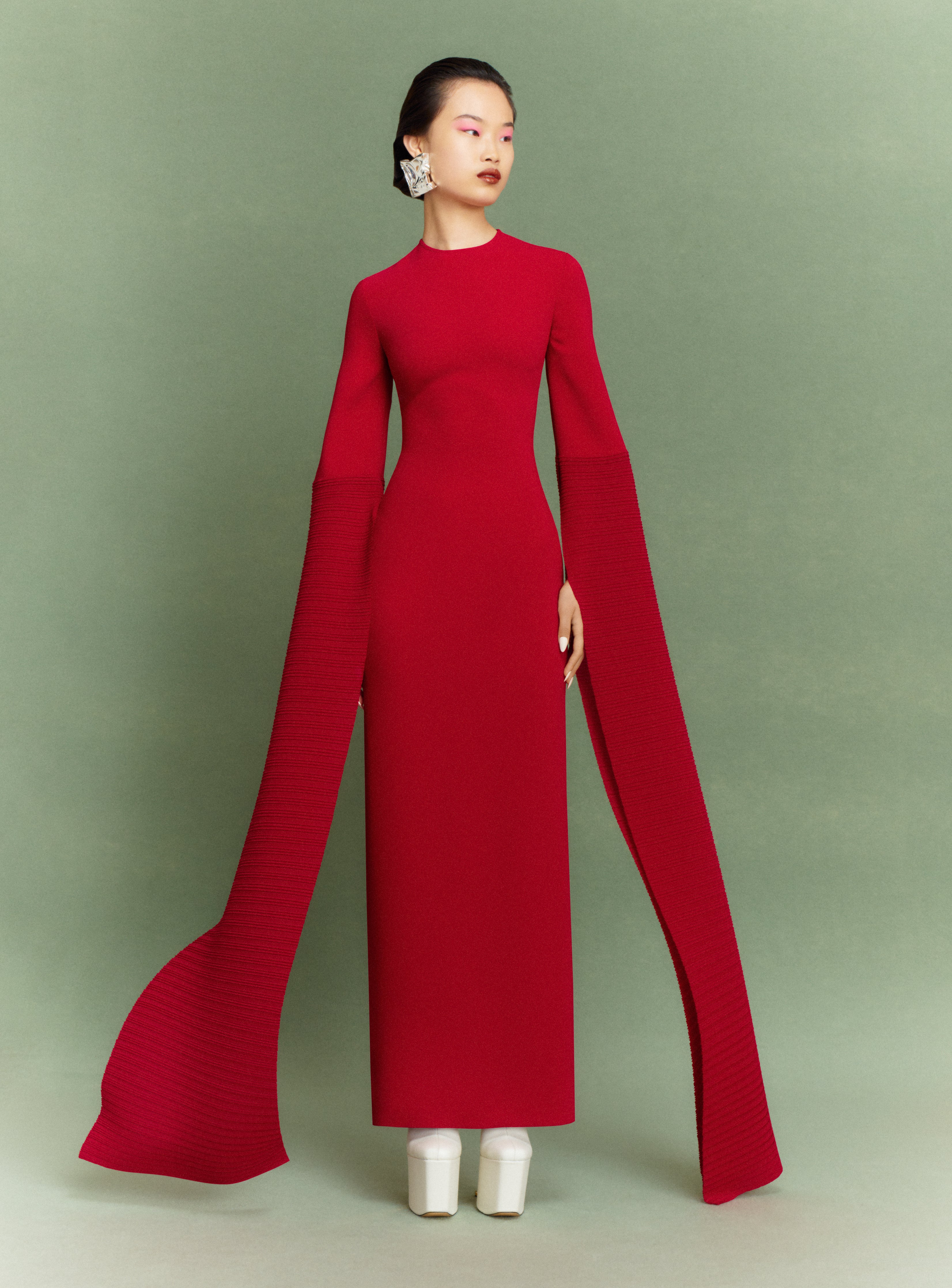 Solace London Naomi sukienka wieczorowa maxi rubinowa