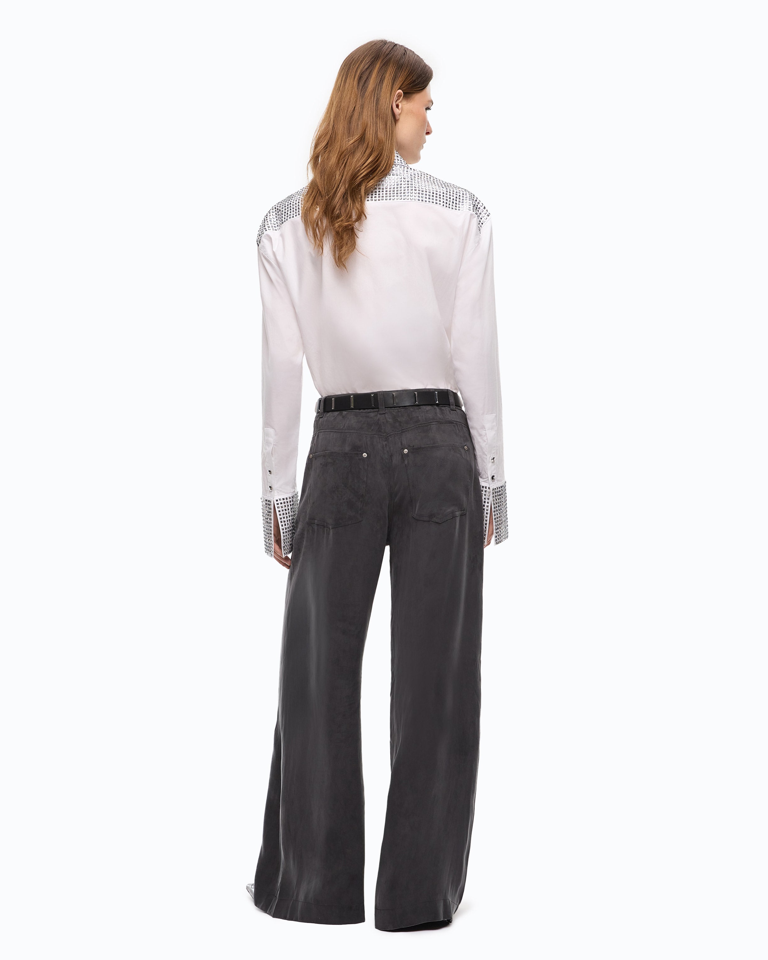 Pinko Porta Pants spodnie palazzo czarne welurowe