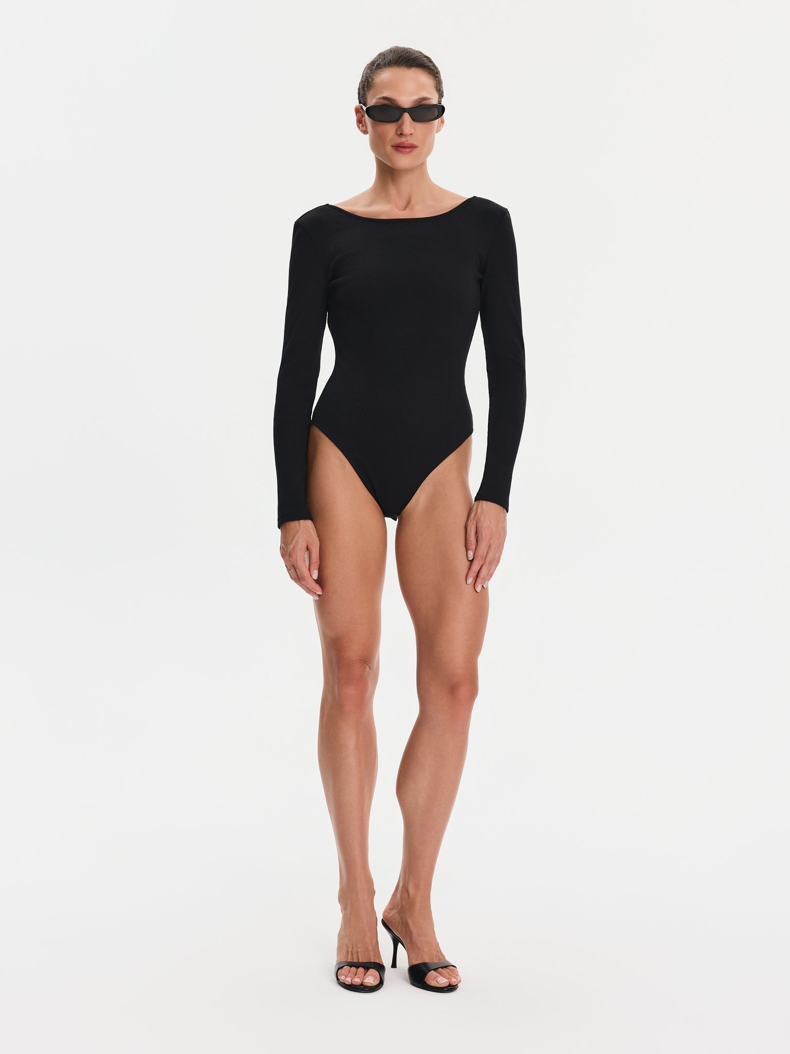 Nudyess Encore body prążkowane black odkryte plecy