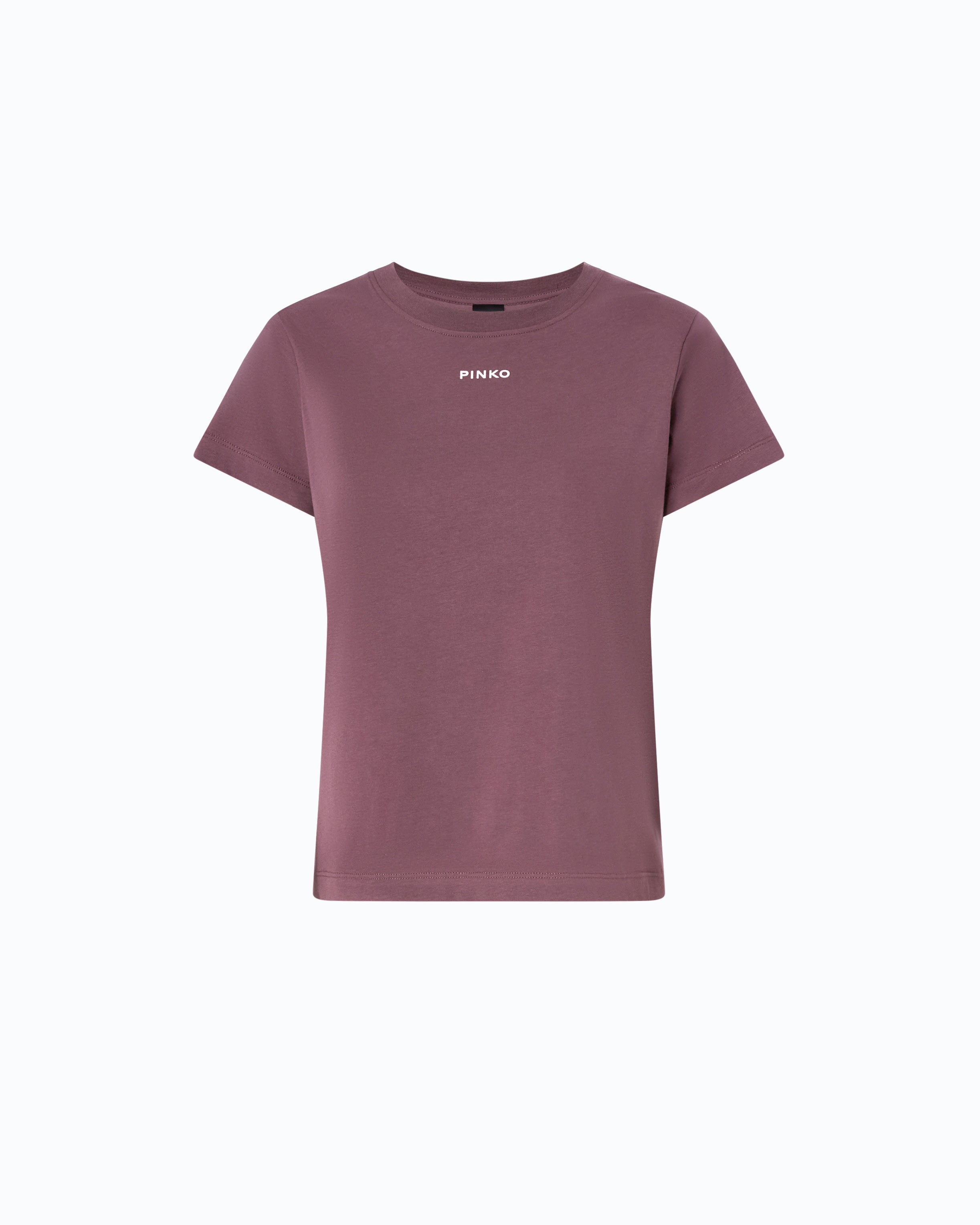 Pinko T-shirt bawełniany bordowy logo gumowane