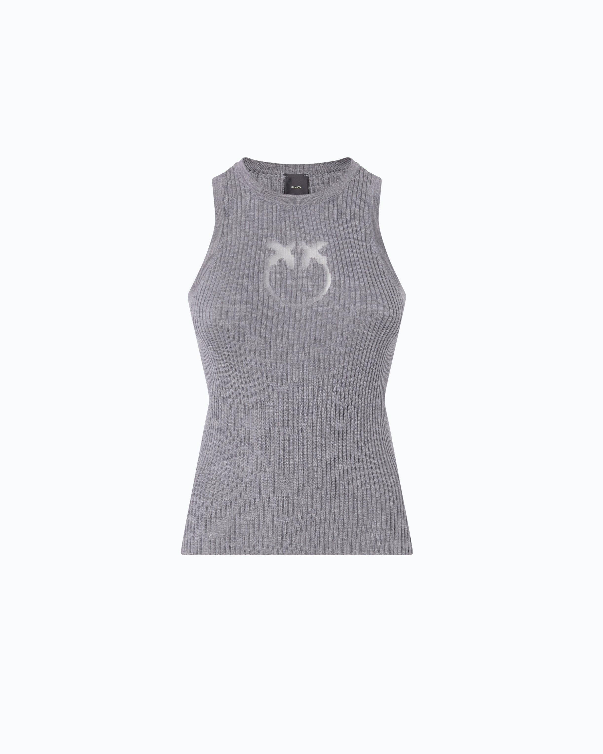 Pinko Newcastle Tank Top top szary wełna merynosów