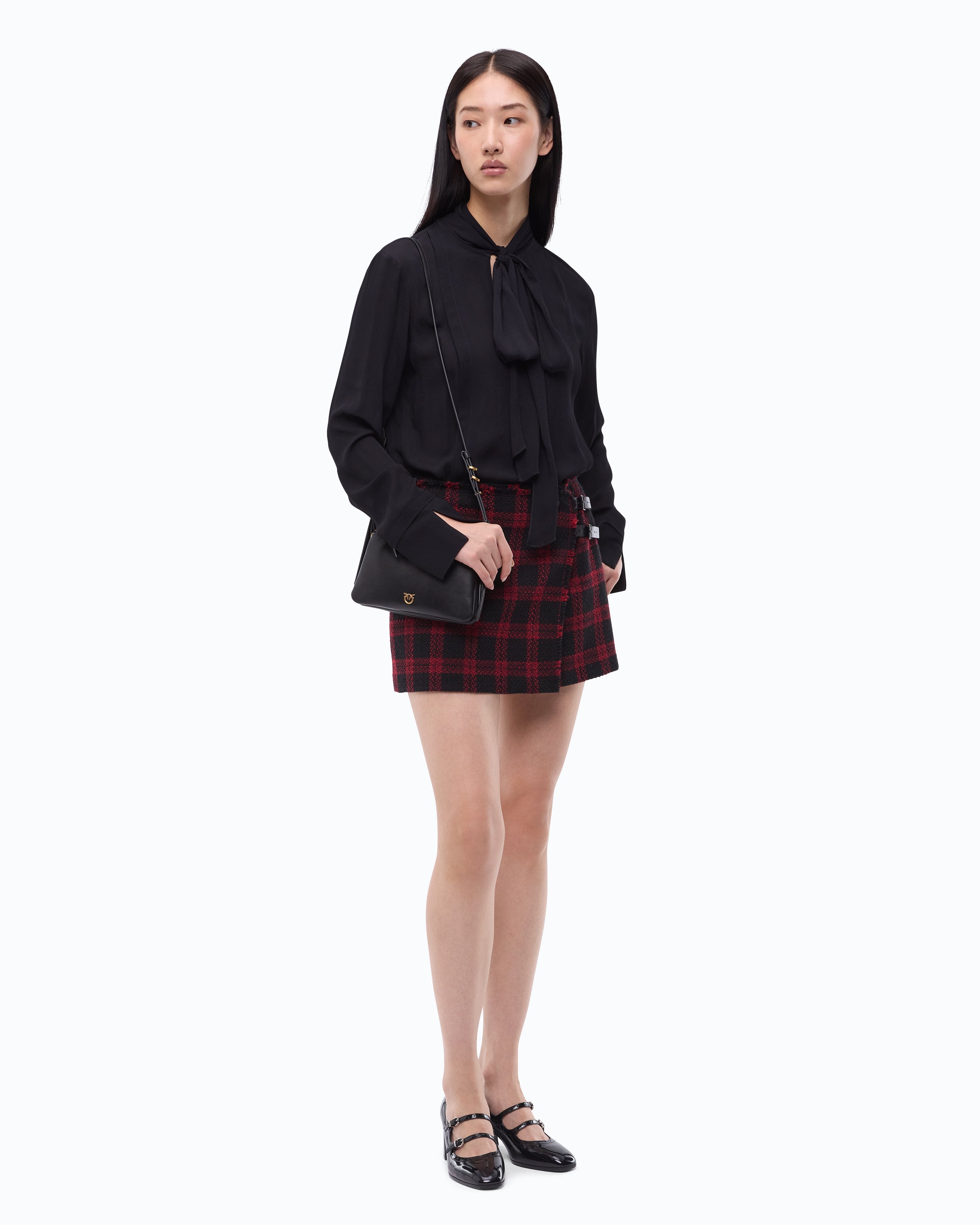 Pinko Brunnera Blouse bluzka czarna wiskoza szarfa