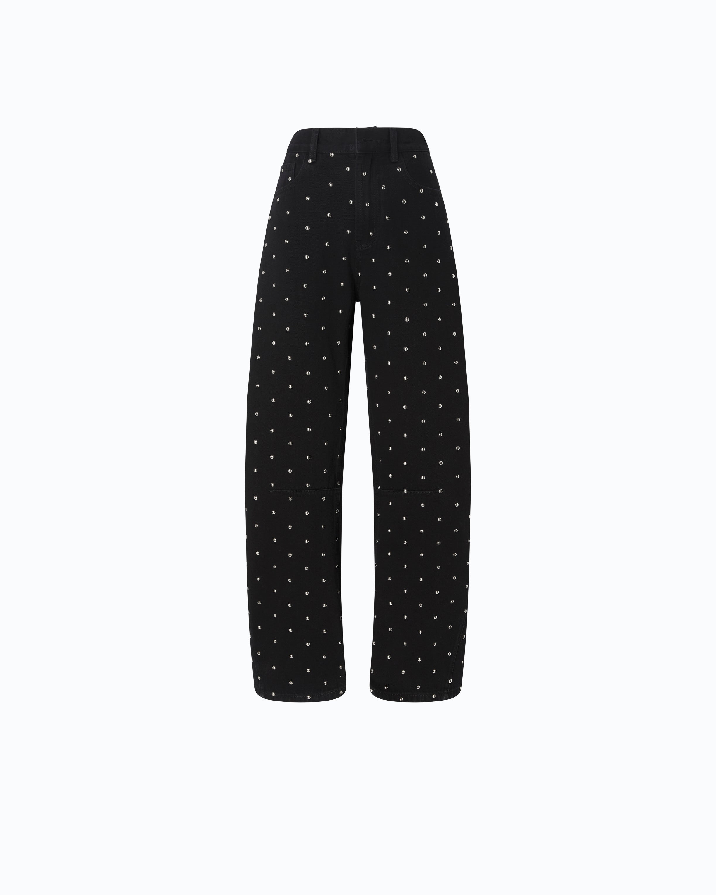 Pinko Emma Egg spodnie barrel jeans czarne z ćwiekami
