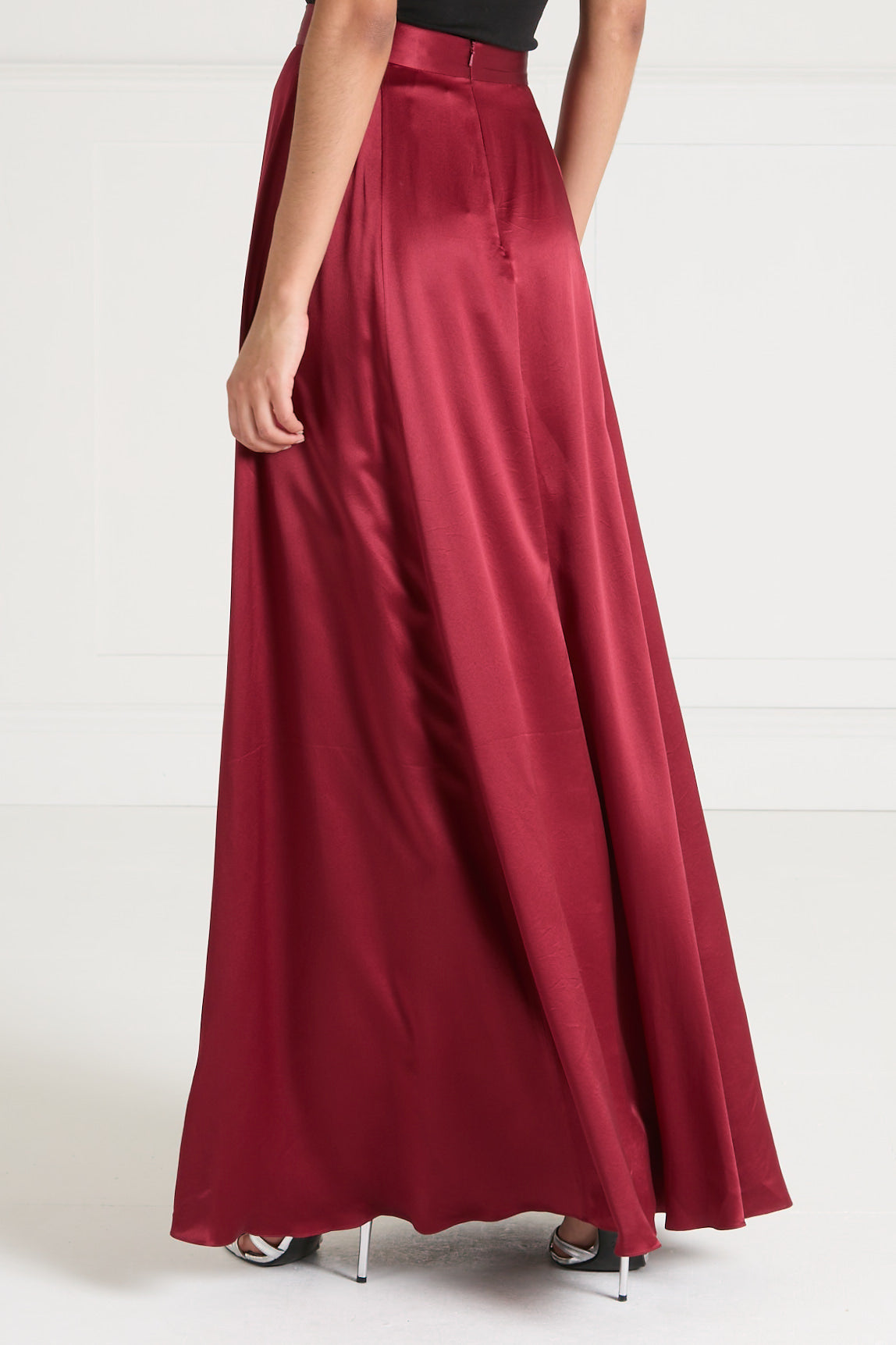 Temperley London Amerie spódnica satynowa bordowa jedwab