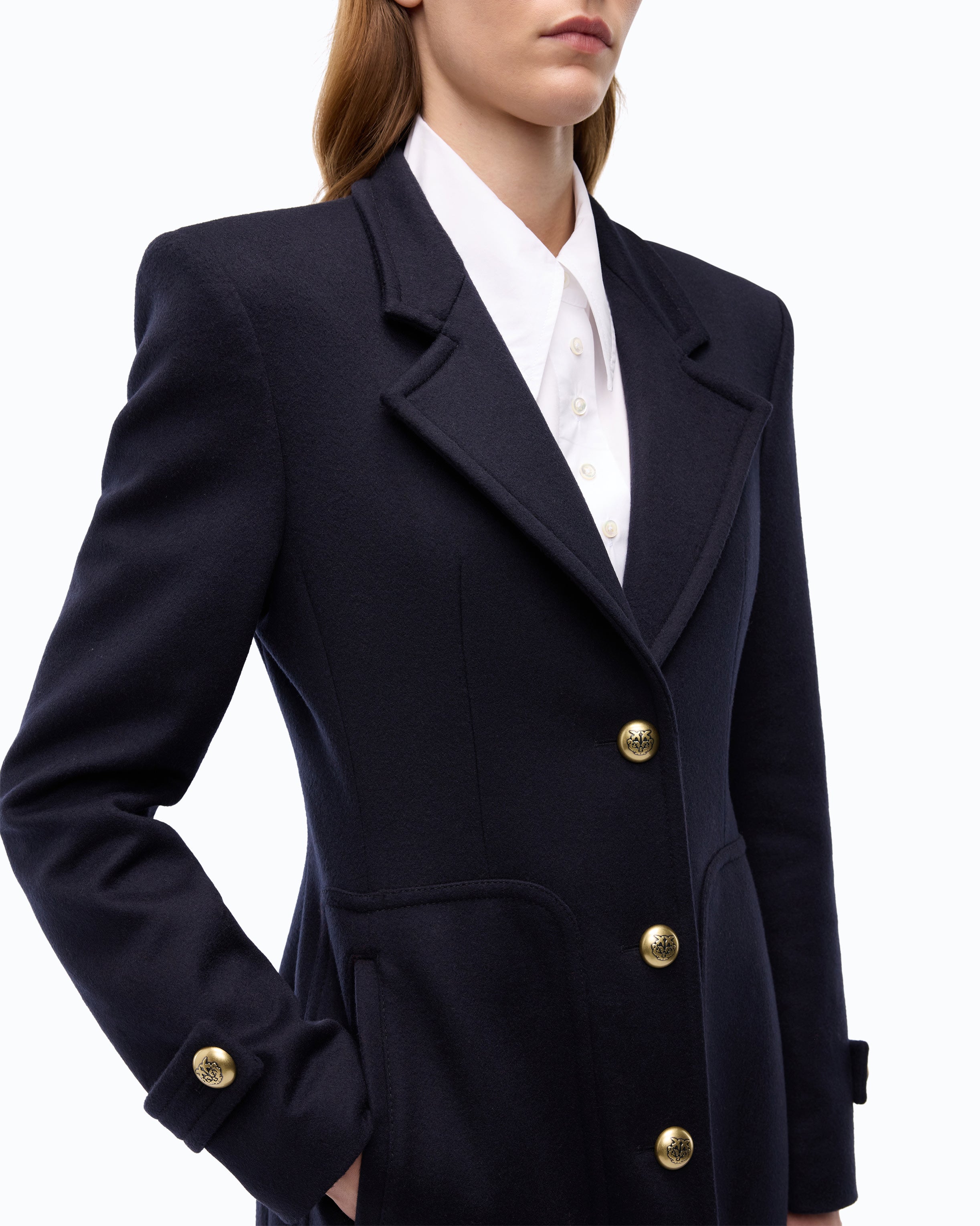 Pinko Verici Coat płaszcz wełniany niebieski długi