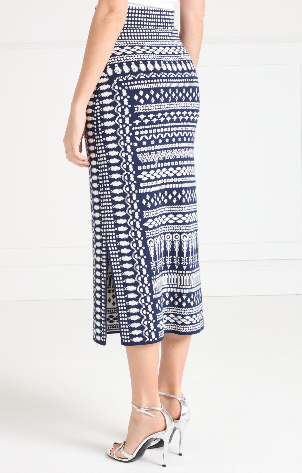 Temperley London Tlalli spódnica midi navy silver
