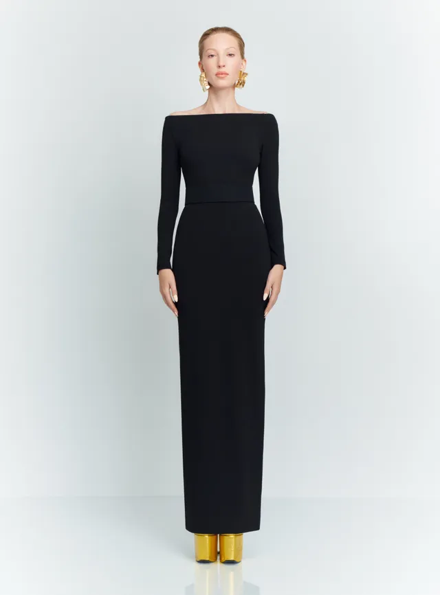 Solace London Sabina Maxi Dress sukienka czarna odkryte ramiona
