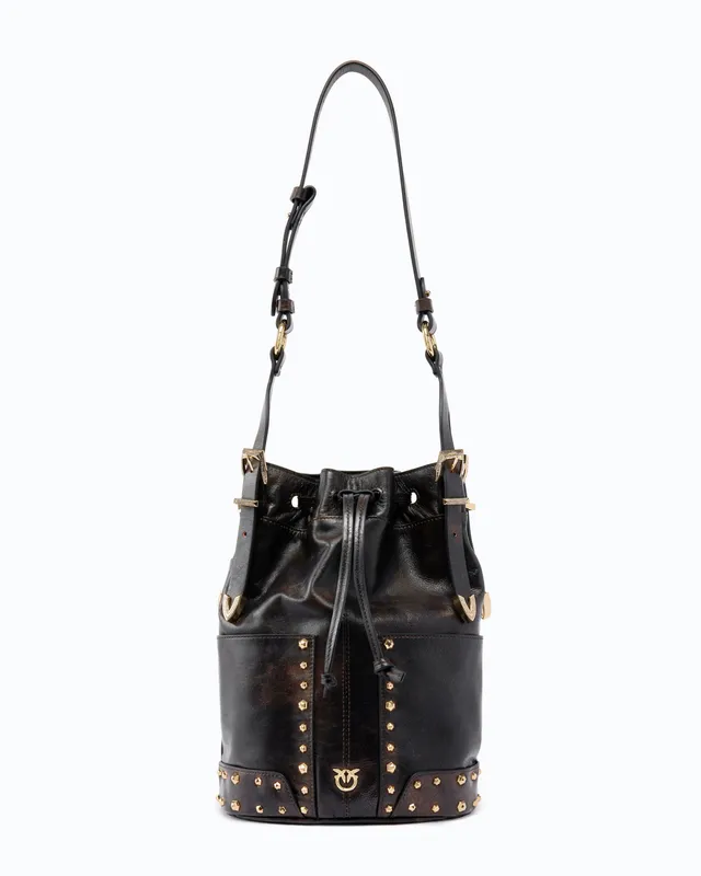Pinko Bucket Mini Patch torebka skórzana ćwieki