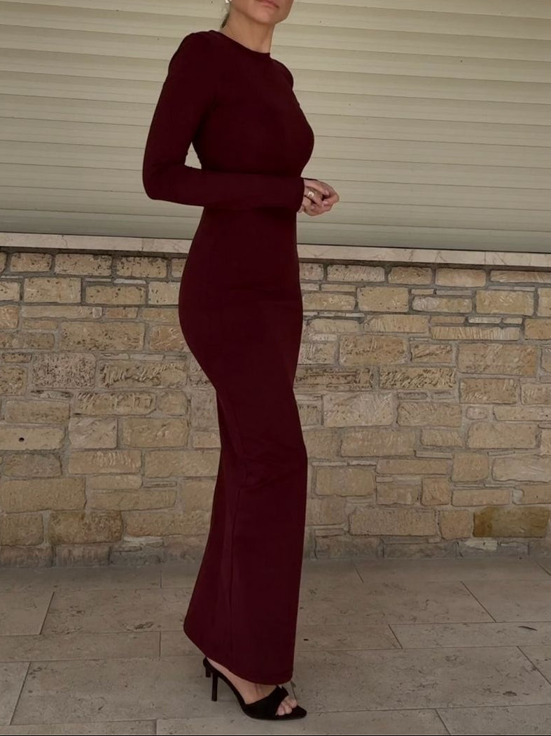 Nudyess Shape sukienka maxi bordowa bawełniana