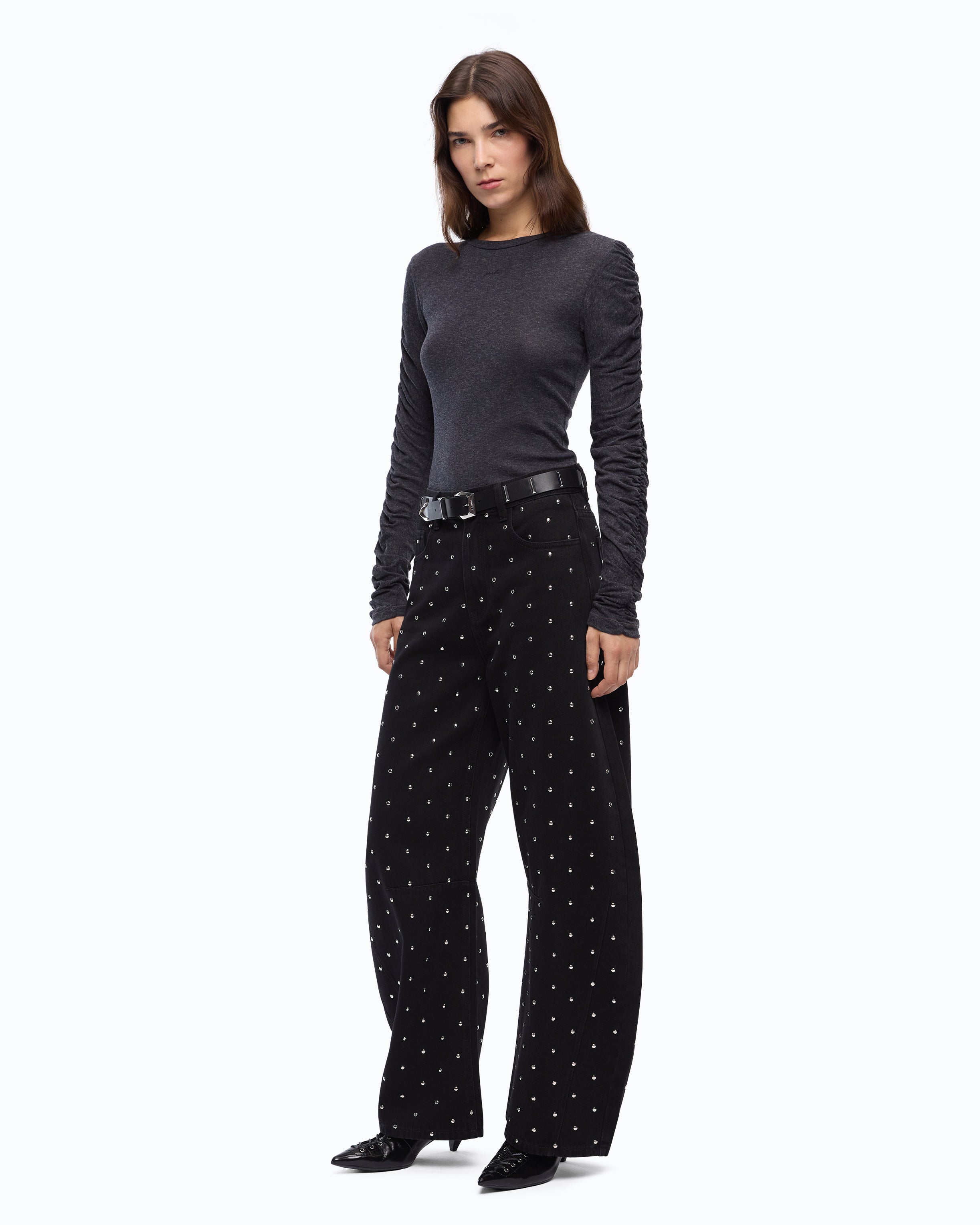 Pinko Muscari Sweater sweter szary wełna bawełna