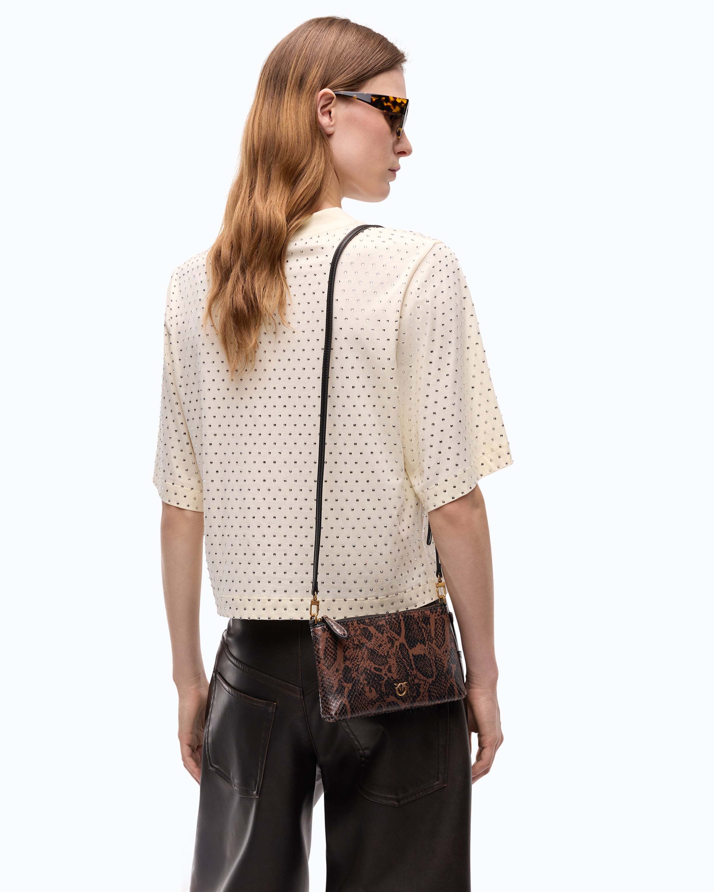 Pinko Mini Flat kopertówka skórzana w pytona