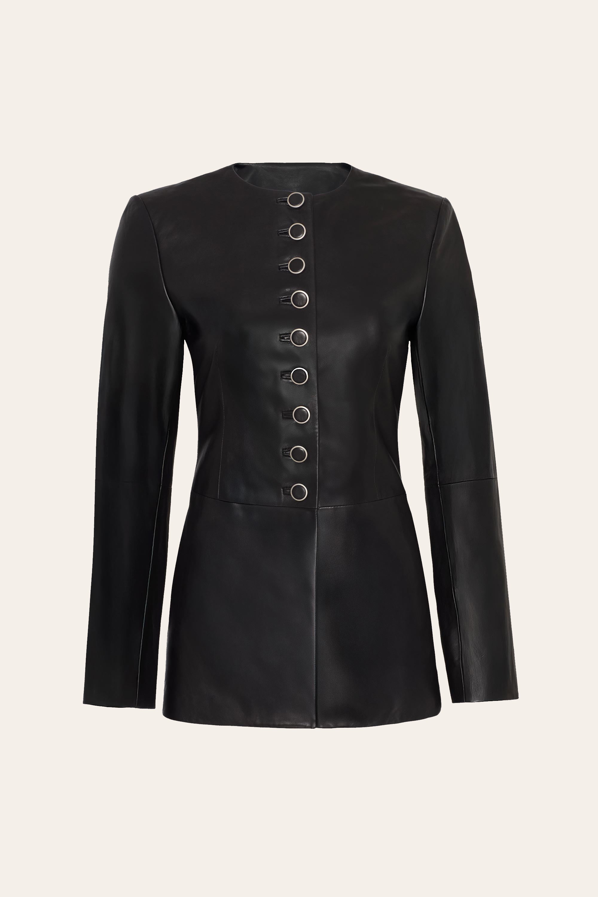 Elie Tahari Anouk kurtka skórzana Black Onyx skóra owcza