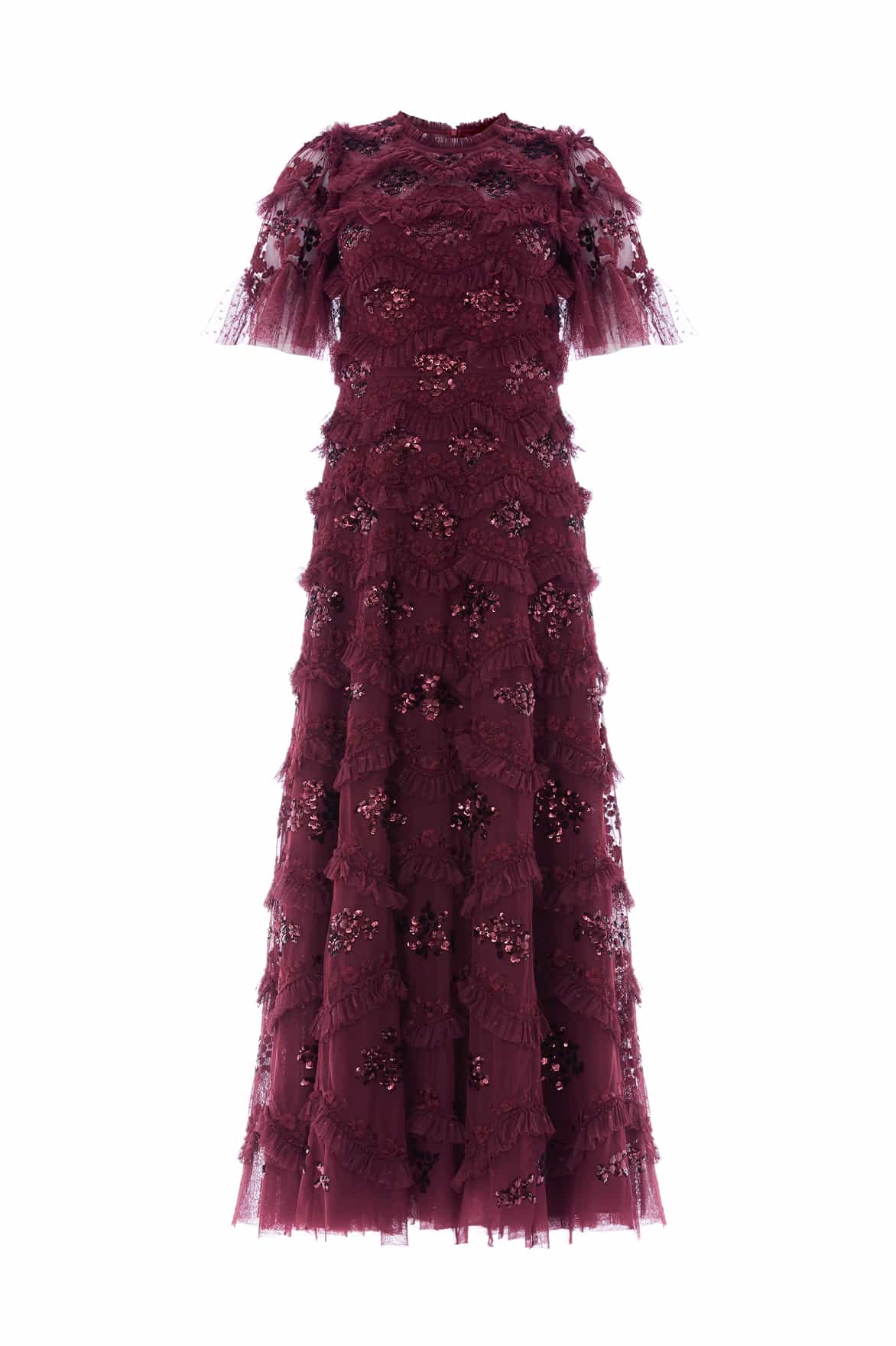 Needle & Thread Daisy Wave Ankle Gown sukienka fioletowa cekinowa