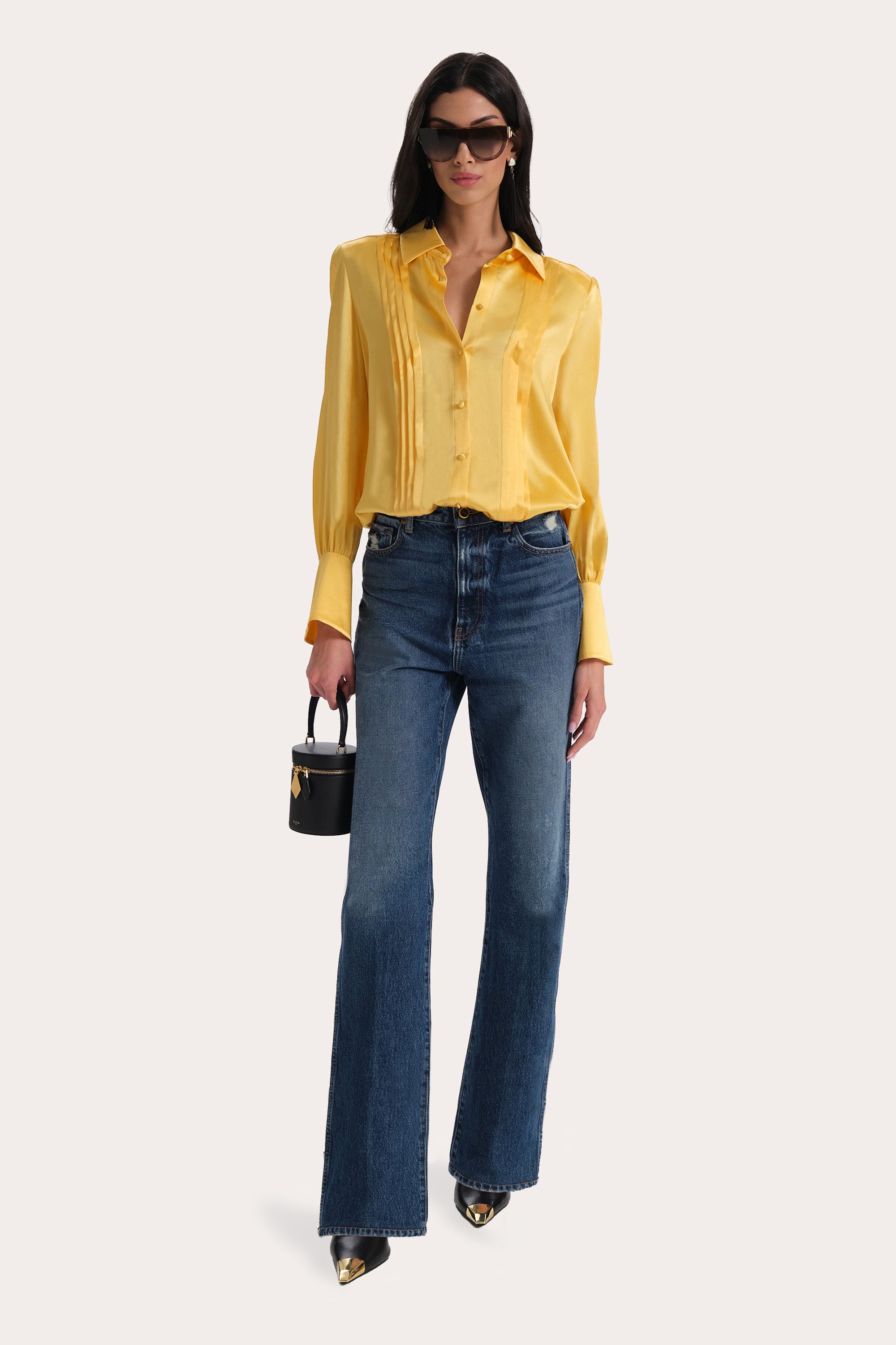 Elie Tahari Chloe bluzka charmeuse Lemon Silk