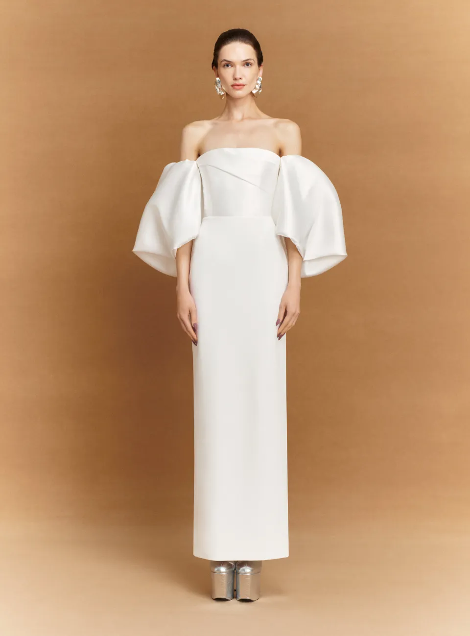 SOLACE LONDON Floris sukienka maxi Cream bufki