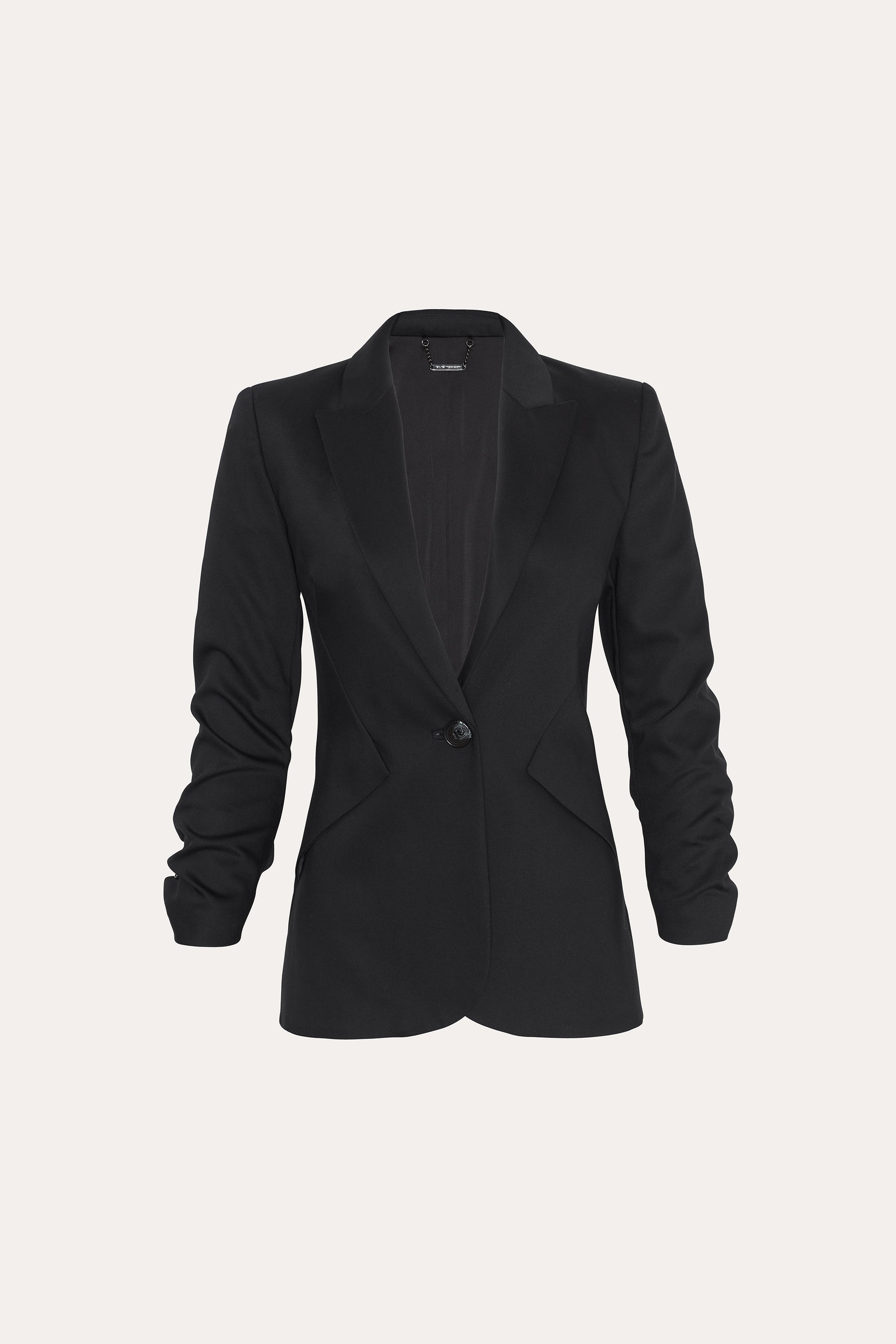 Elie Tahari Cotton Panel marynarka czarna bawełna rękaw 3/4