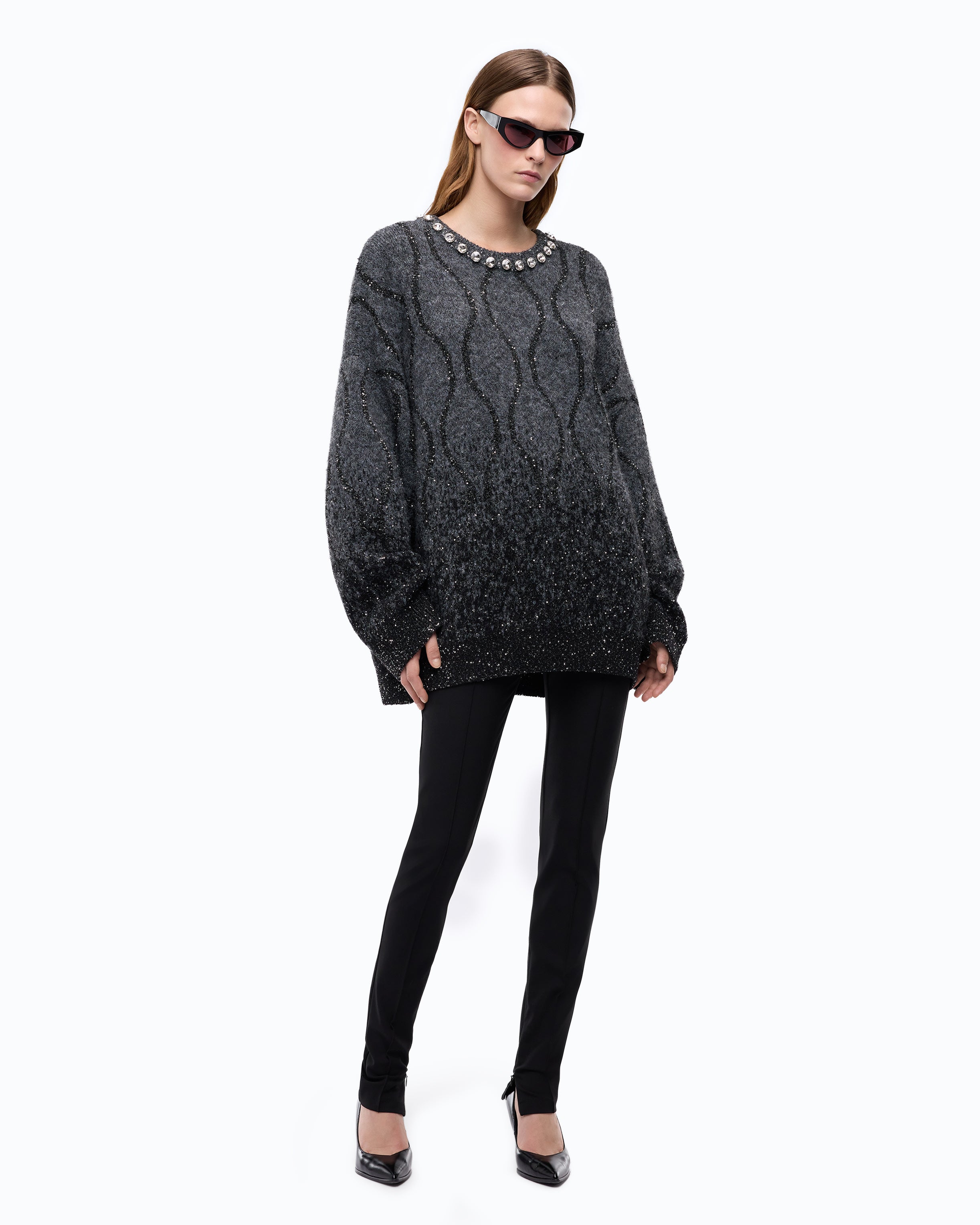 Pinko Renault sweter czarny z cekinami
